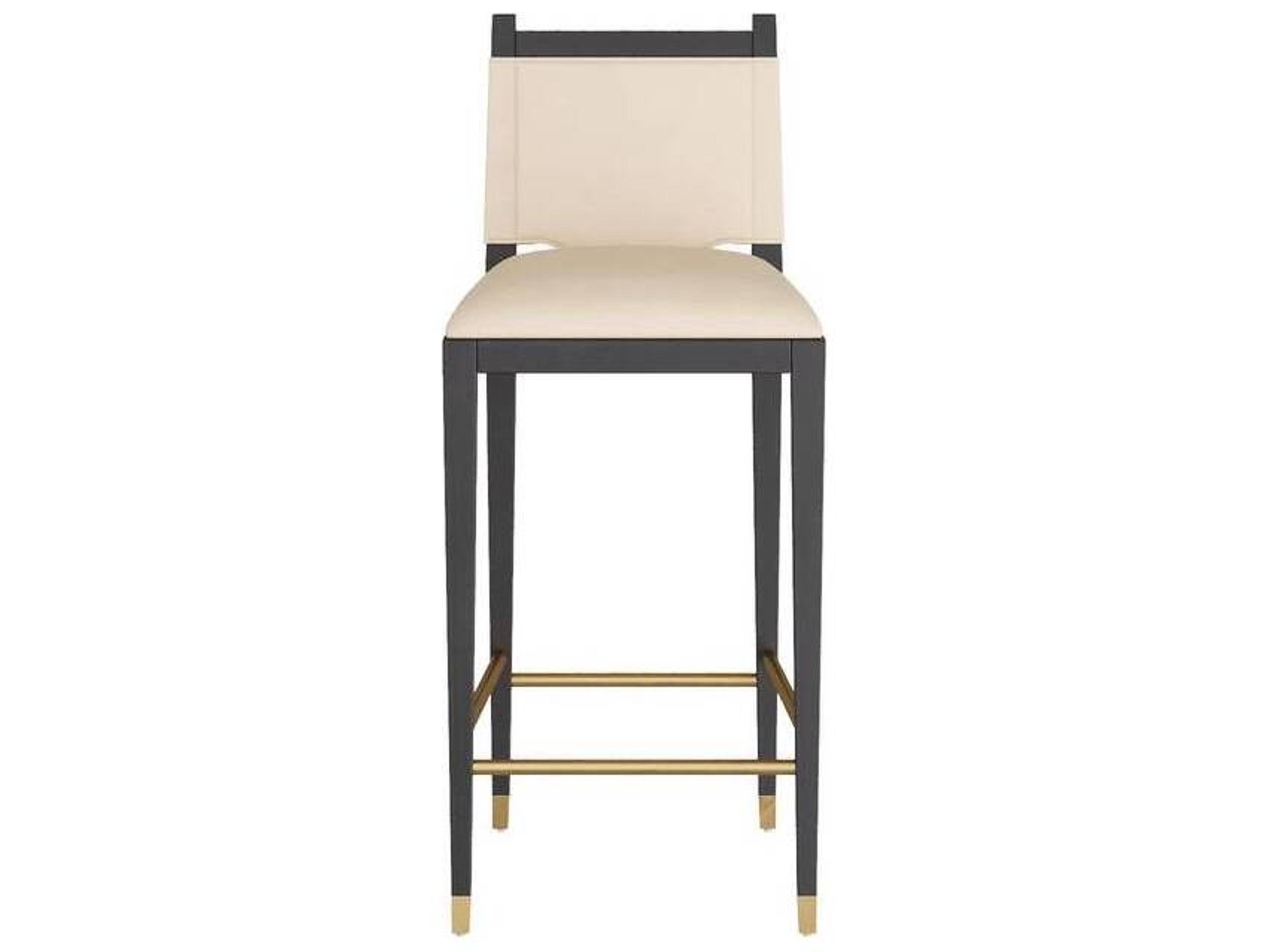 Arteriors Home Burdock Vanilla Ebony Upholstered Beech Wood Bar Stool