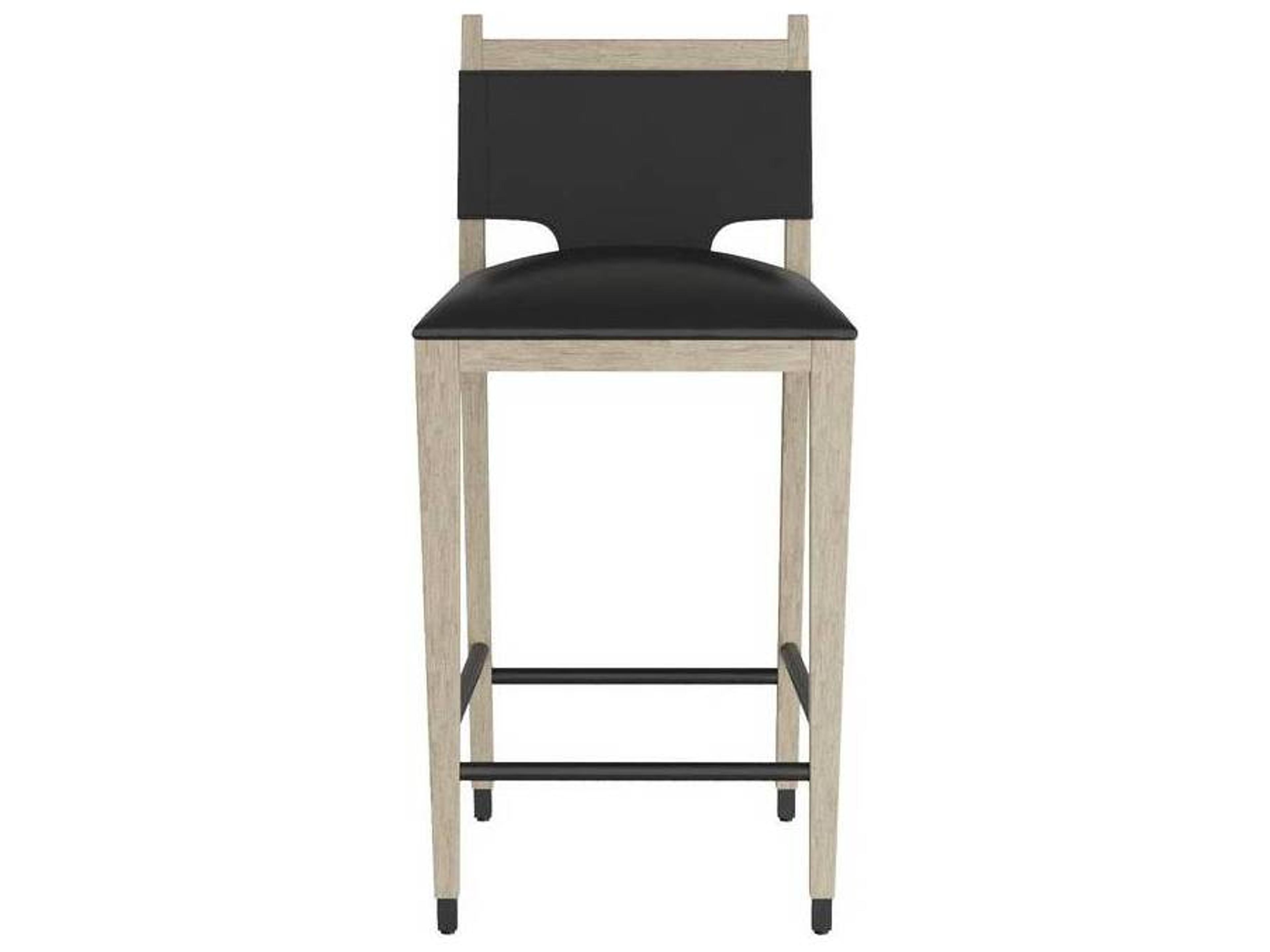 Arteriors Home Burdock Black Smoke Upholstered Beech Wood Bar Stool