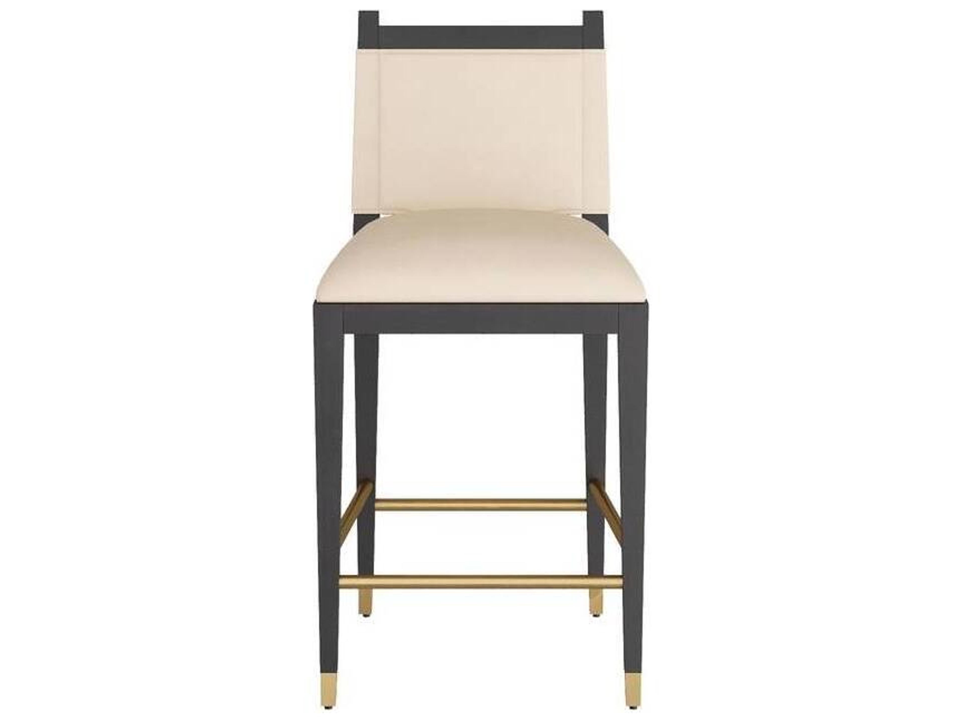 Arteriors Home Burdock Vanilla Ebony Upholstered Beech Wood Counter Stool