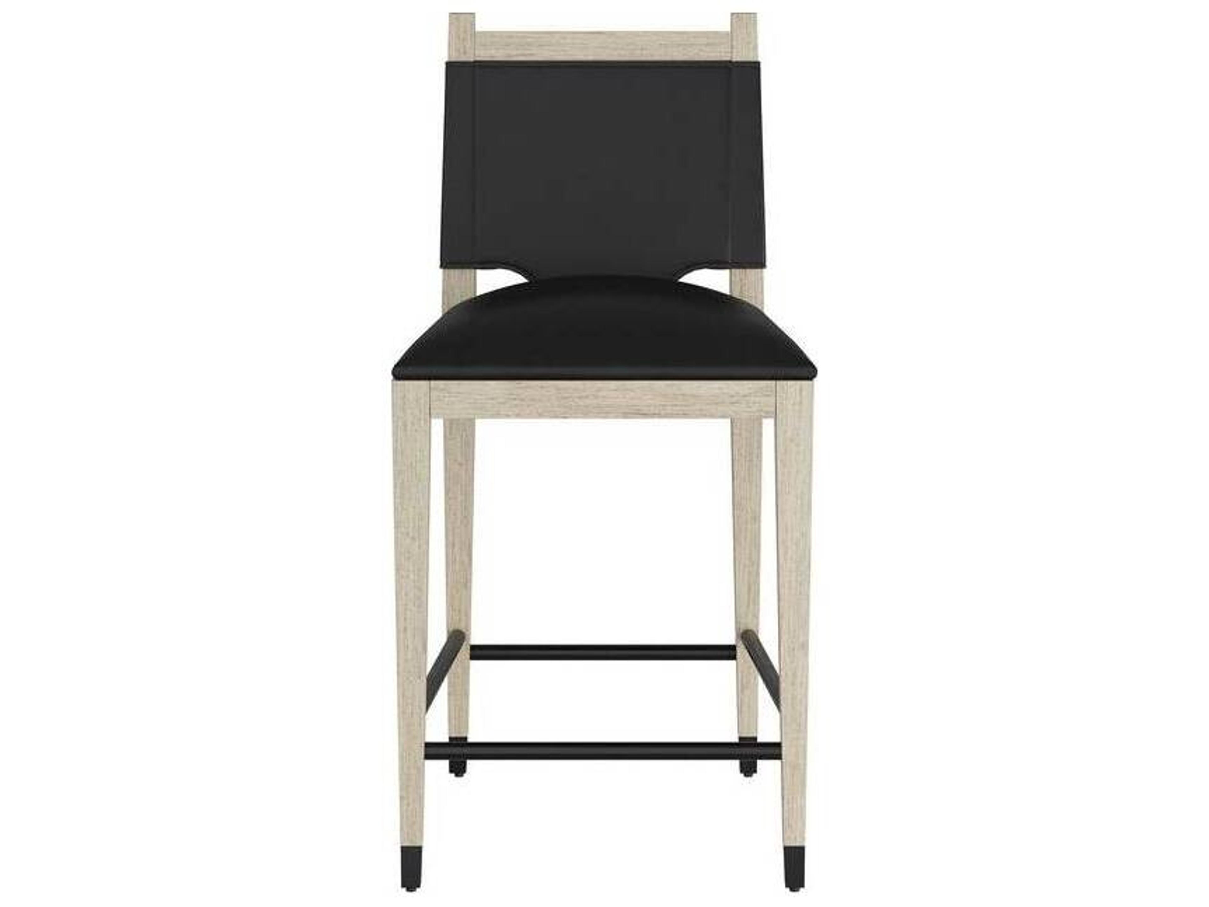 Arteriors Home Burdock Black Smoke Upholstered Beech Wood Counter Stool