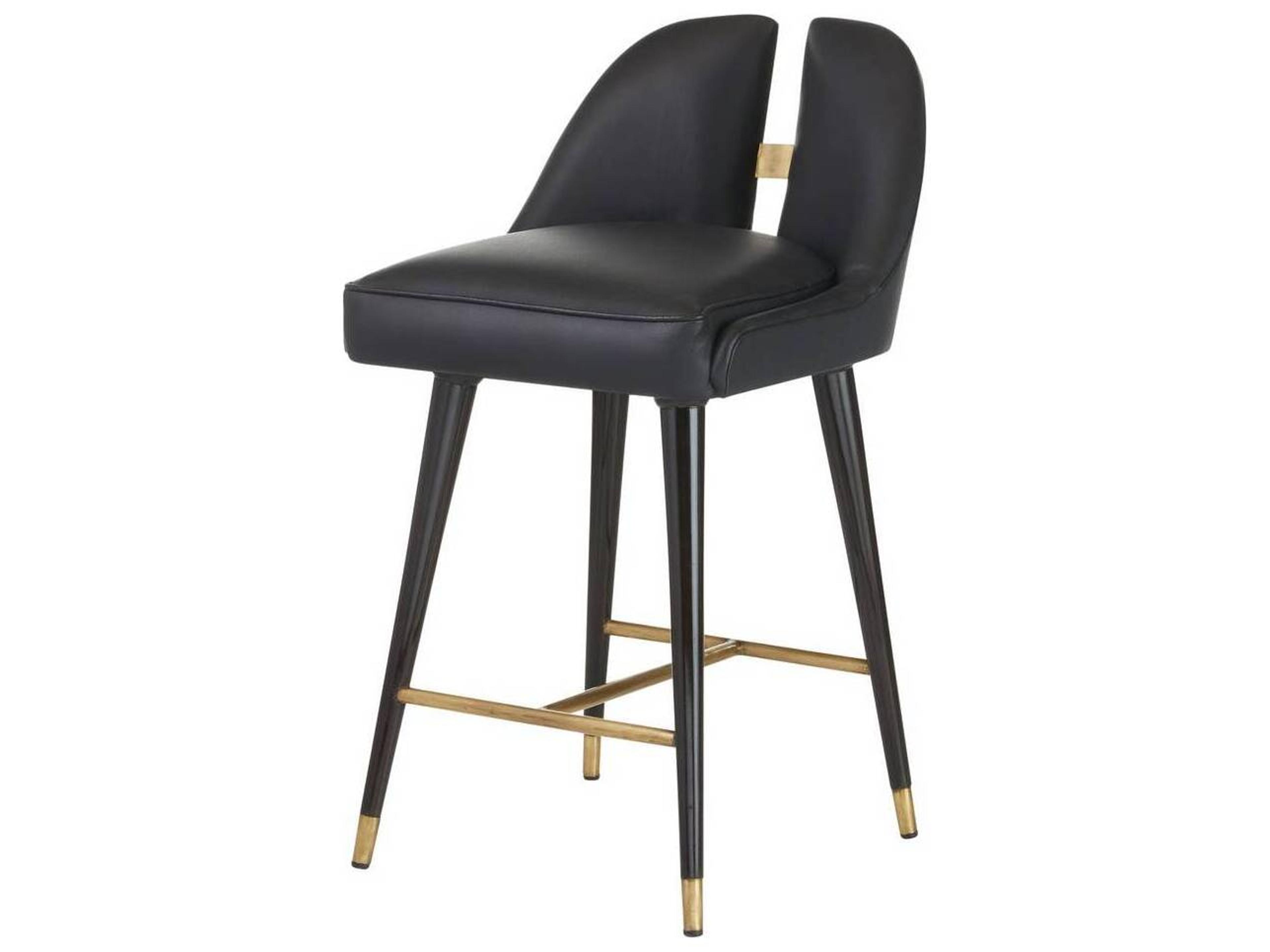 Arteriors Home Crowley Black Ebony Leather Counter Stool