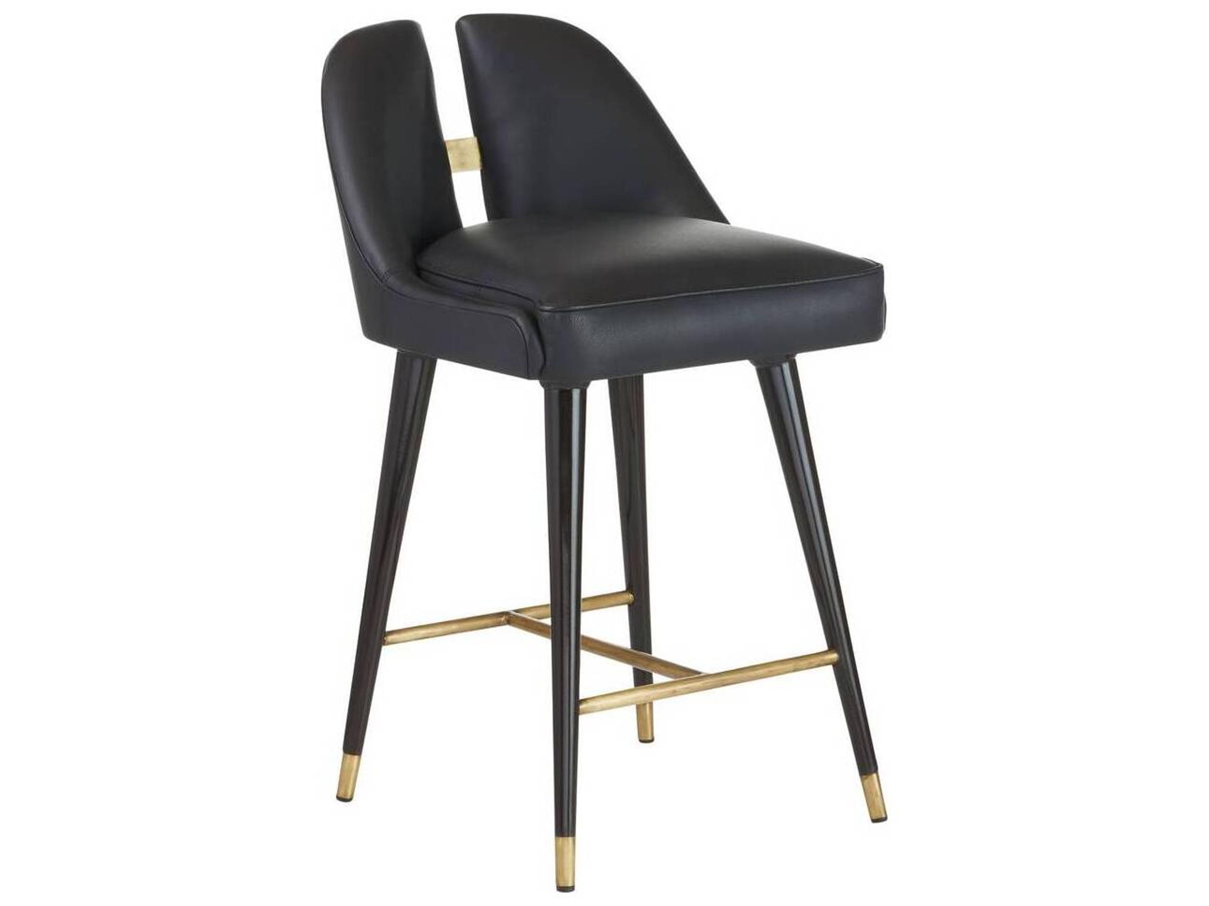 Arteriors Home Crowley Black Ebony Leather Counter Stool