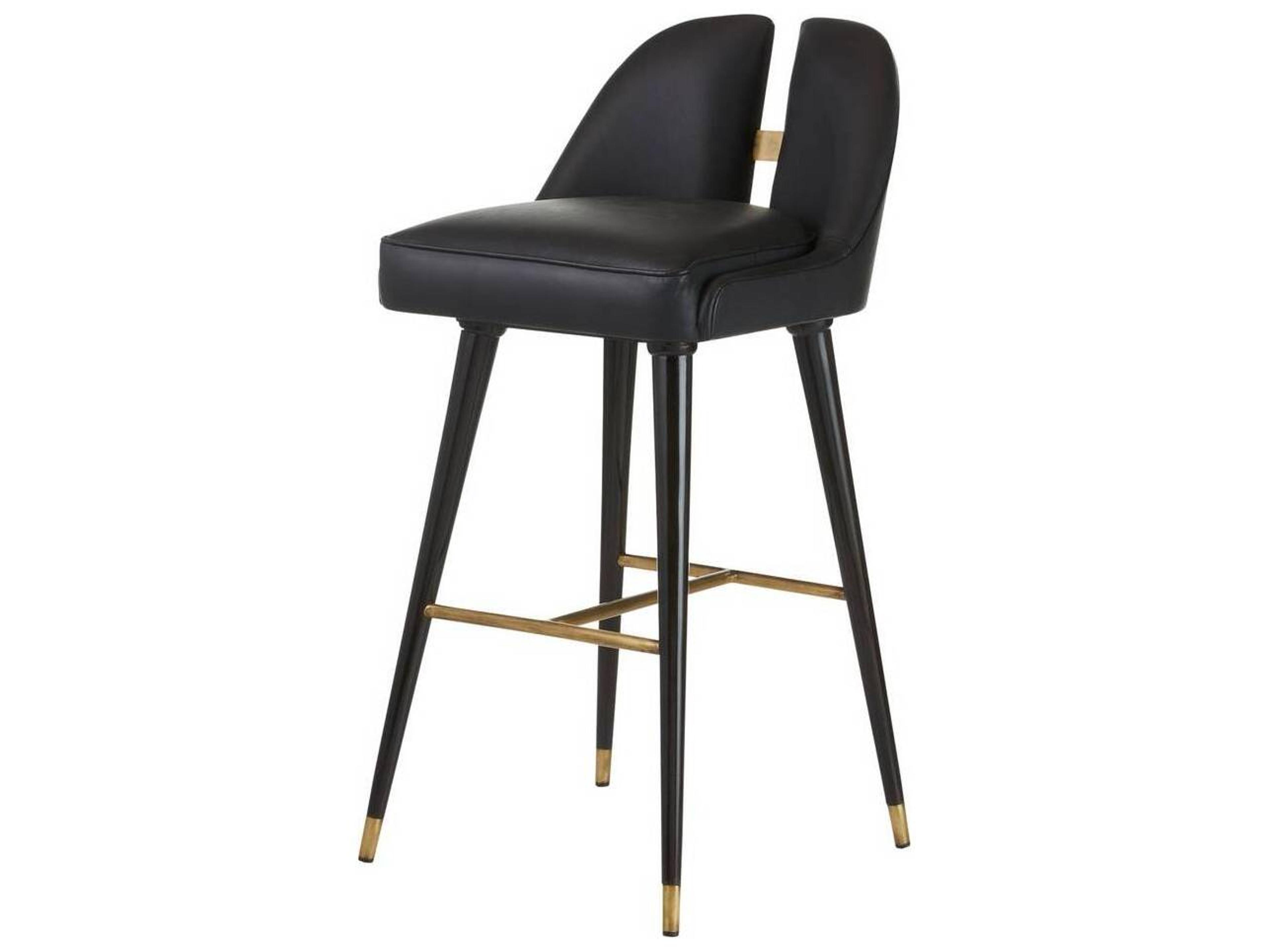 Arteriors Home Crowley Black Ebony Leather Bar Stool