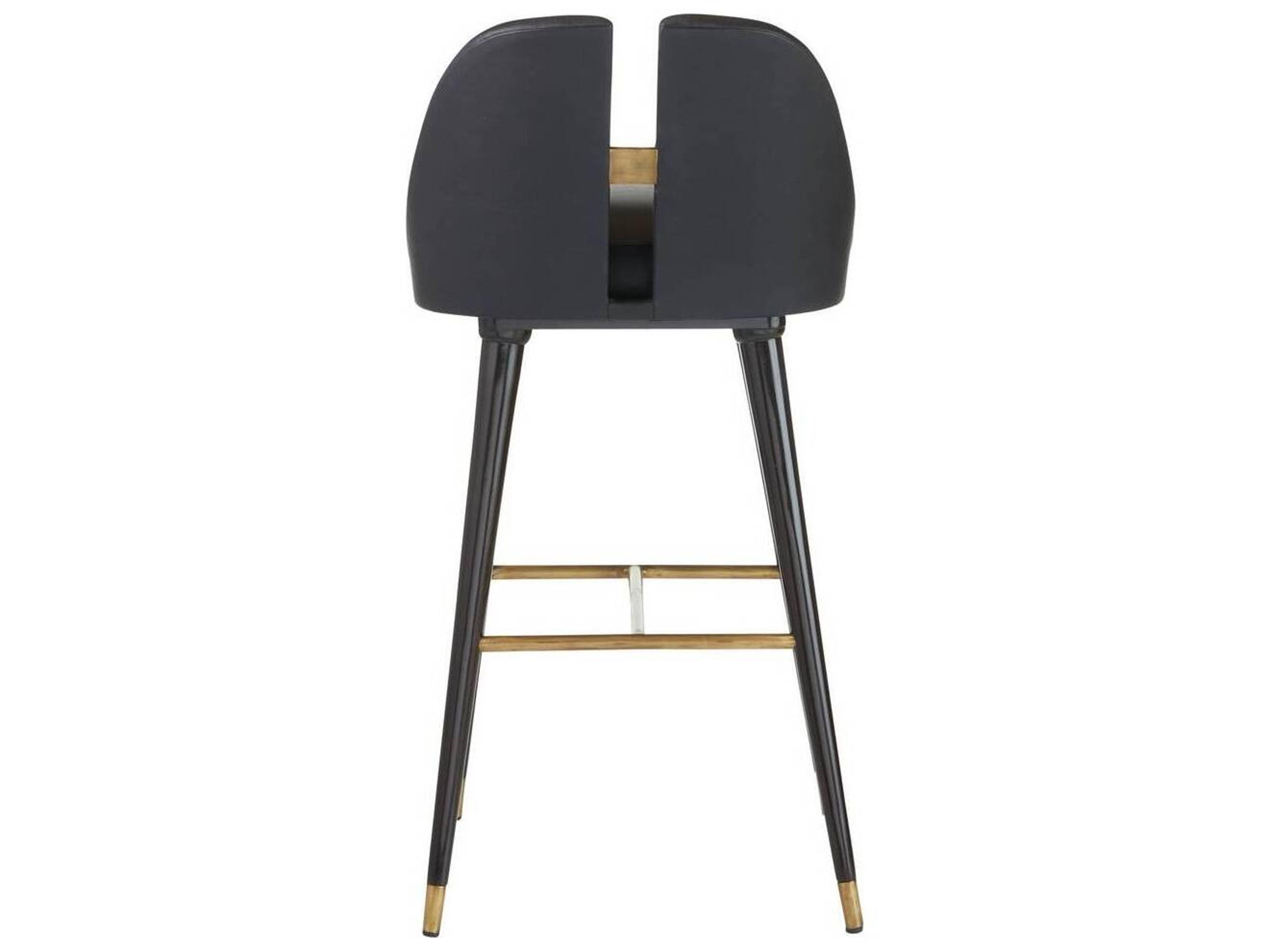 Arteriors Home Crowley Black Ebony Leather Bar Stool