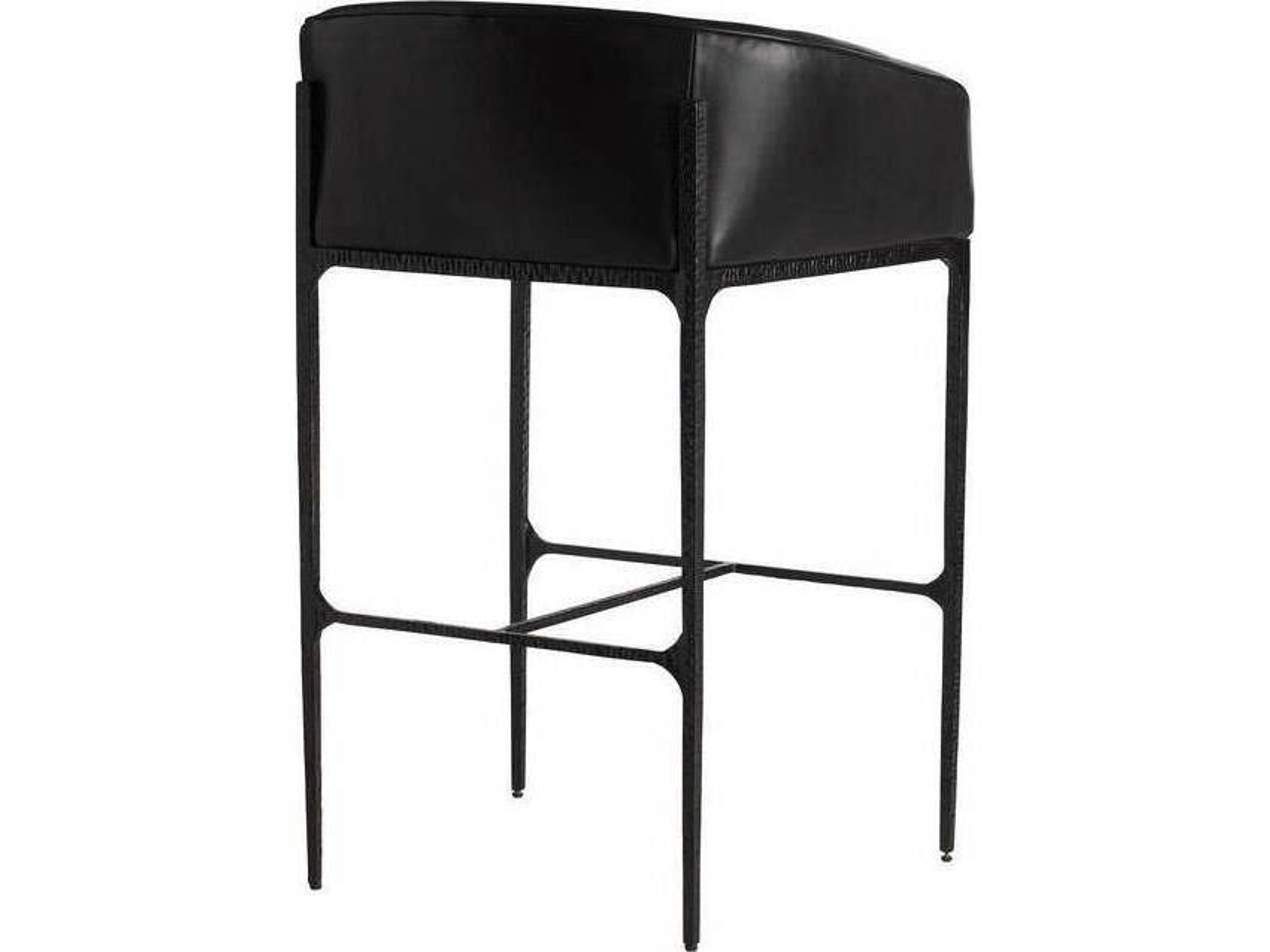 Arteriors Home Osbourne Black Blackened Iron Leather Bar Stool