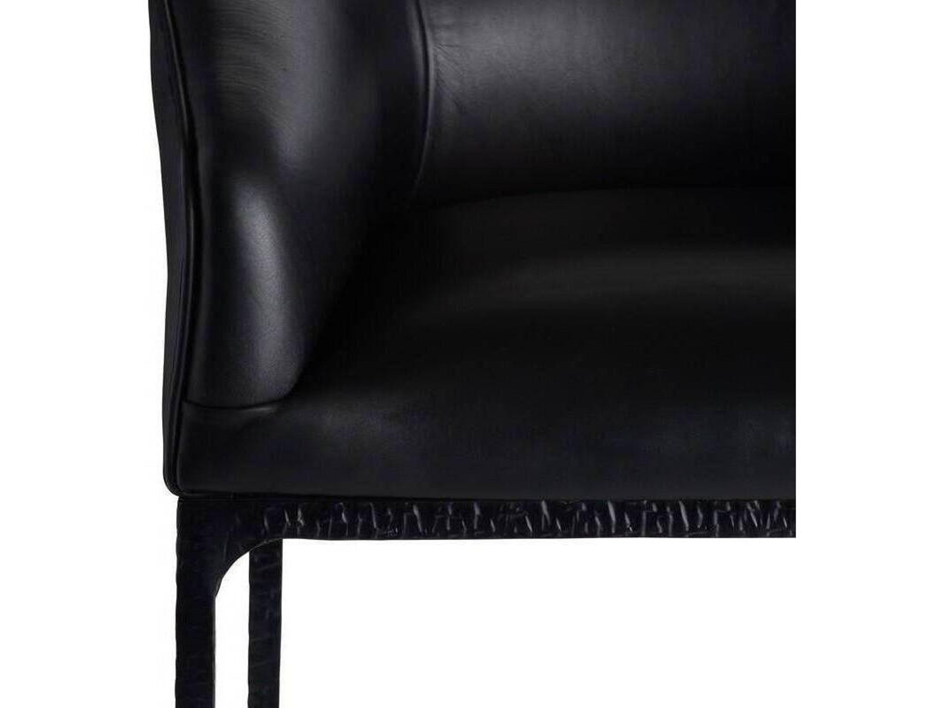 Arteriors Home Osbourne Black Blackened Iron Leather Bar Stool