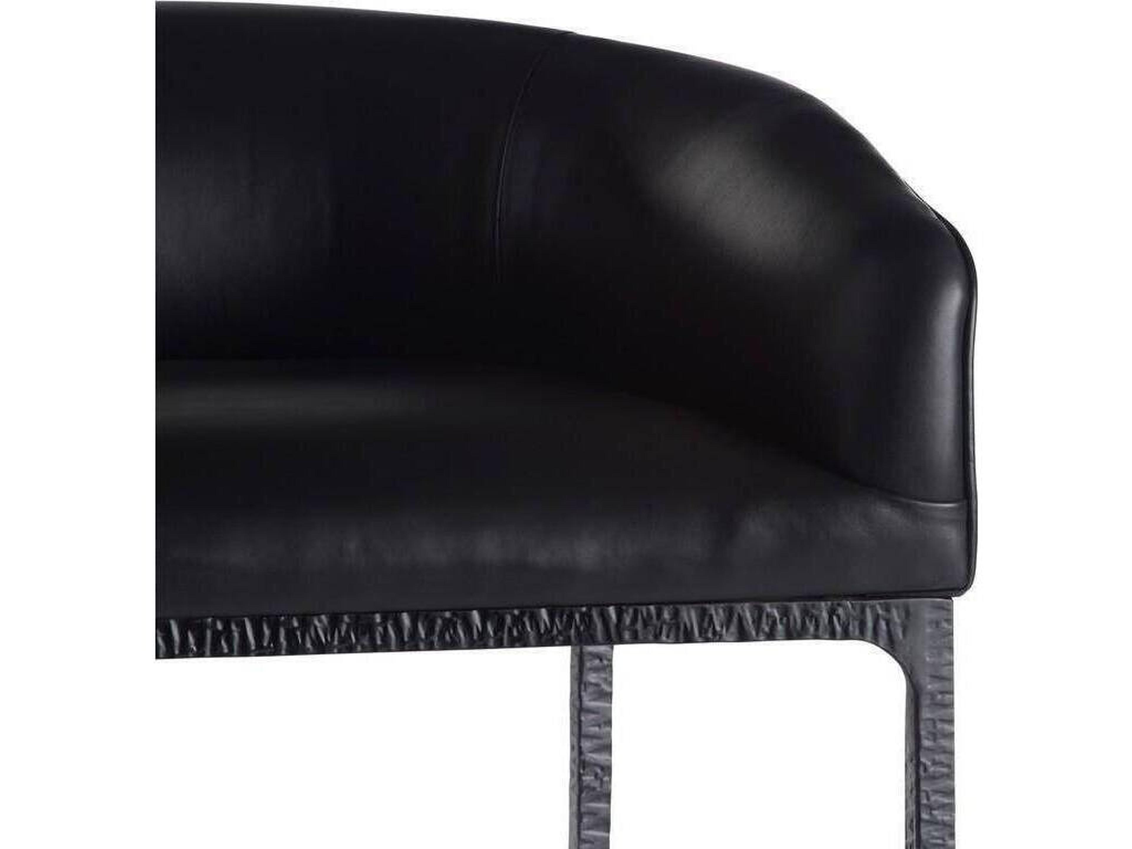 Arteriors Home Osbourne Black Blackened Iron Leather Bar Stool