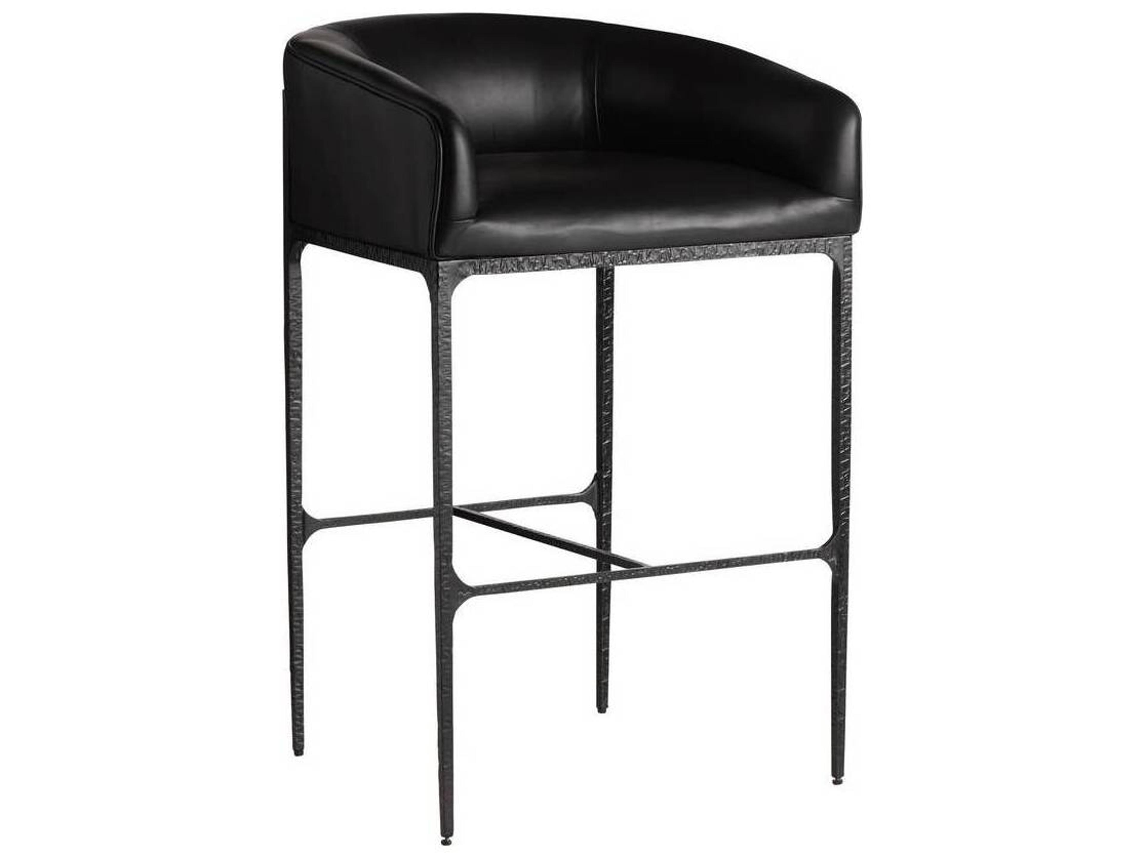 Arteriors Home Osbourne Black Blackened Iron Leather Bar Stool