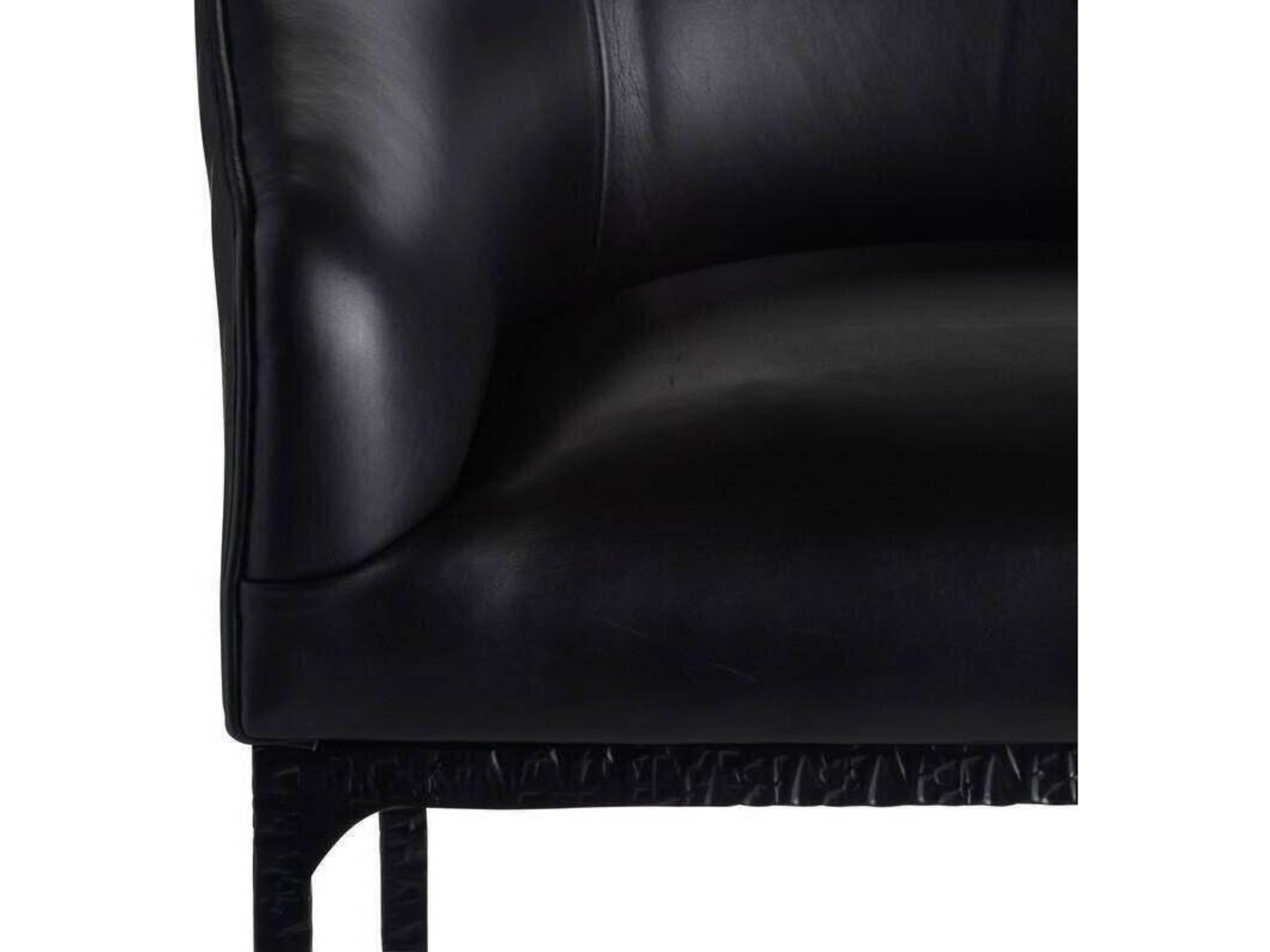 Arteriors Home Osbourne Black Blackened Iron Leather Counter Stool