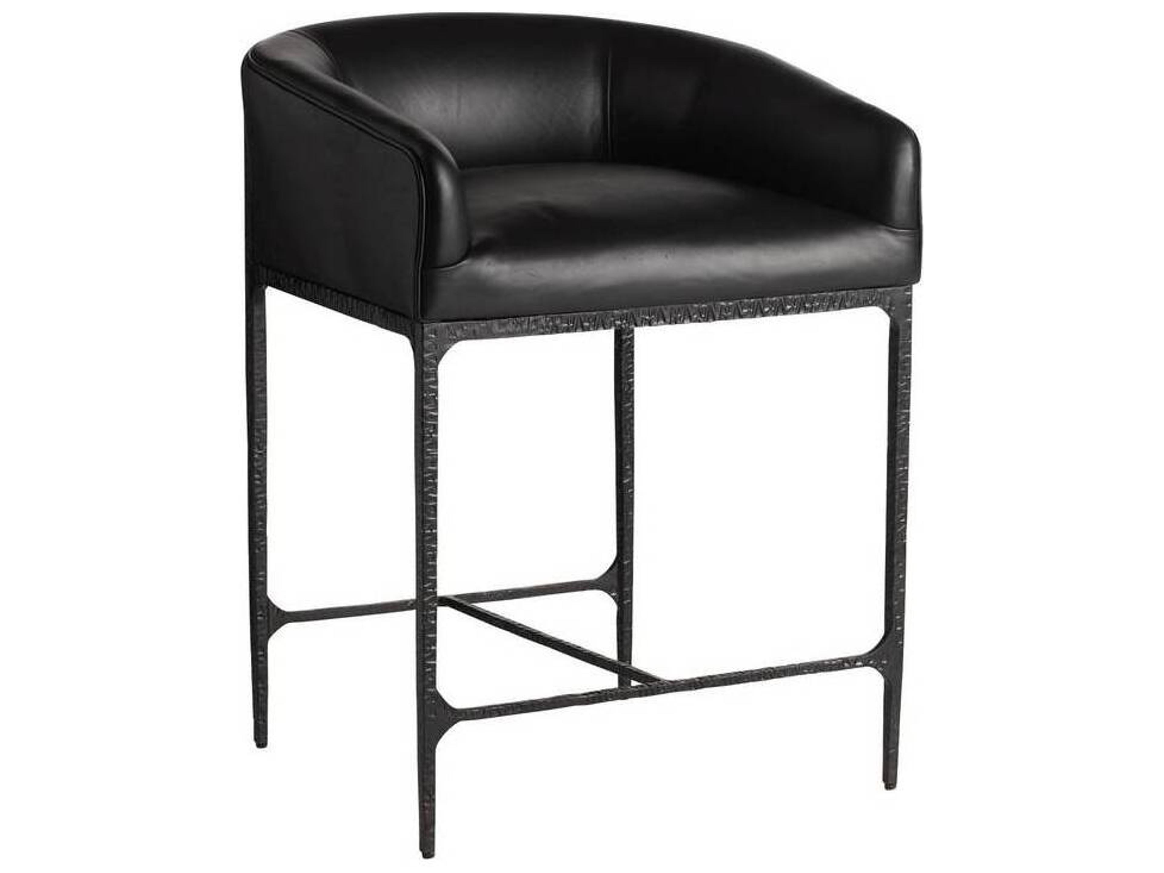 Arteriors Home Osbourne Black Blackened Iron Leather Counter Stool
