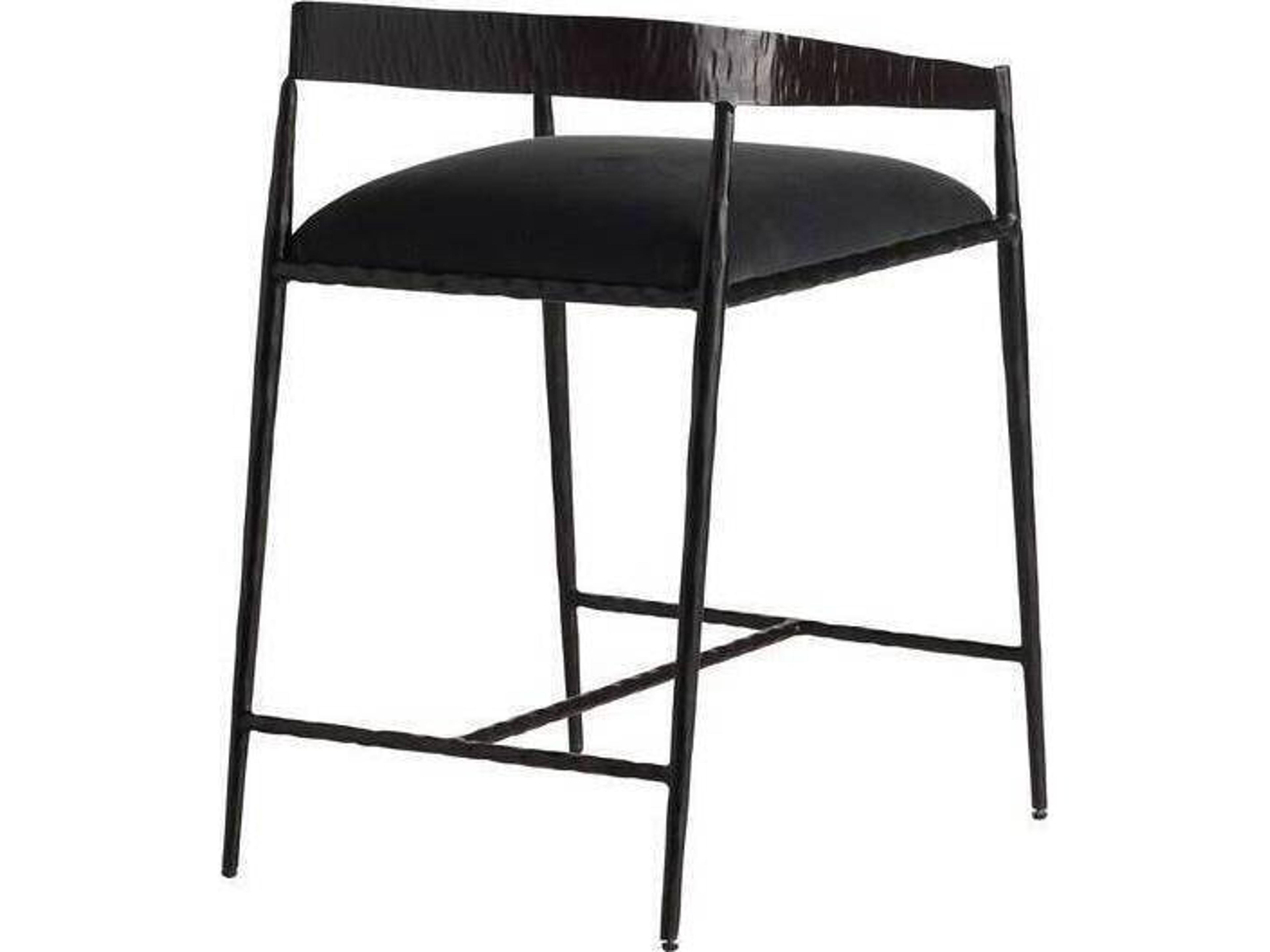 Arteriors Home Ansel Midnight Grey Natural Iron Upholstered Counter Stool