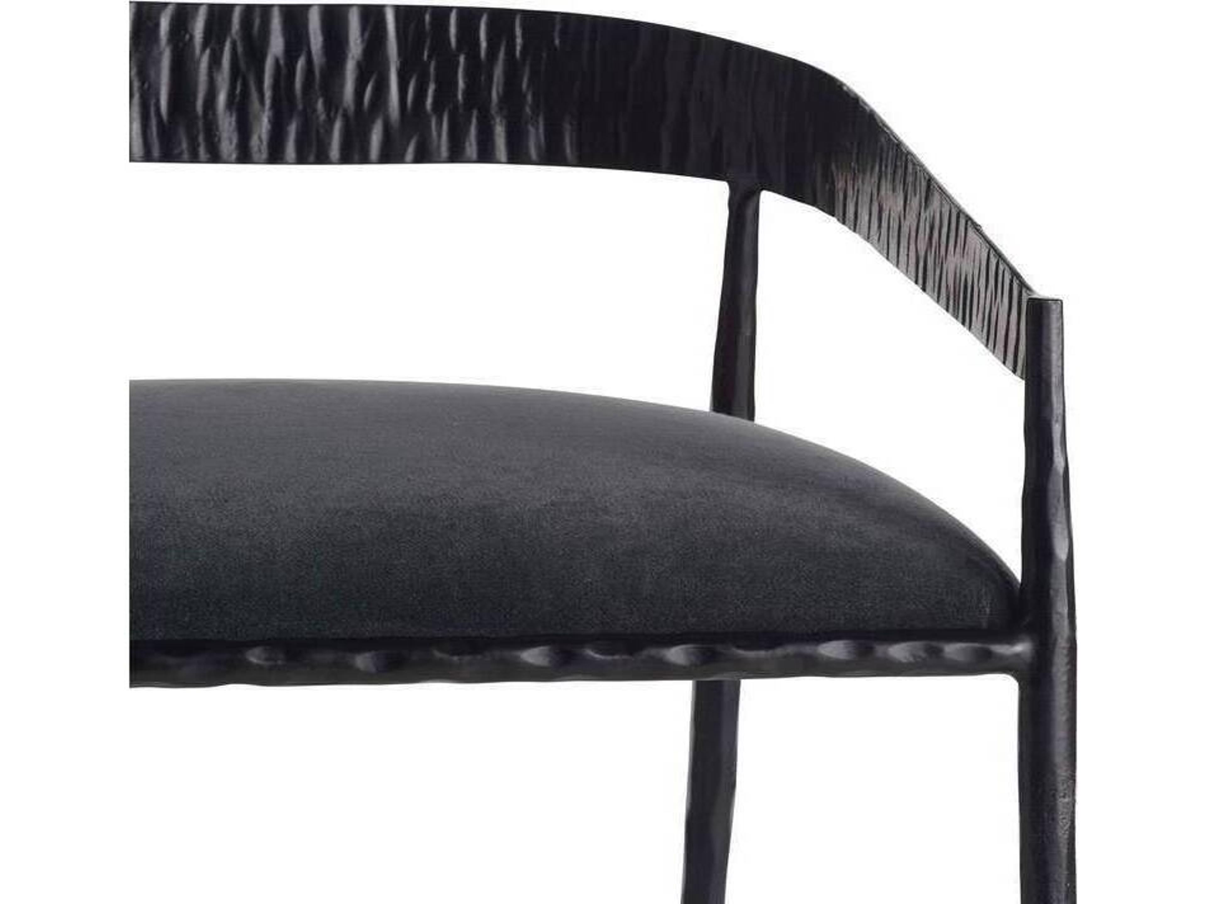 Arteriors Home Ansel Midnight Grey Natural Iron Upholstered Counter Stool