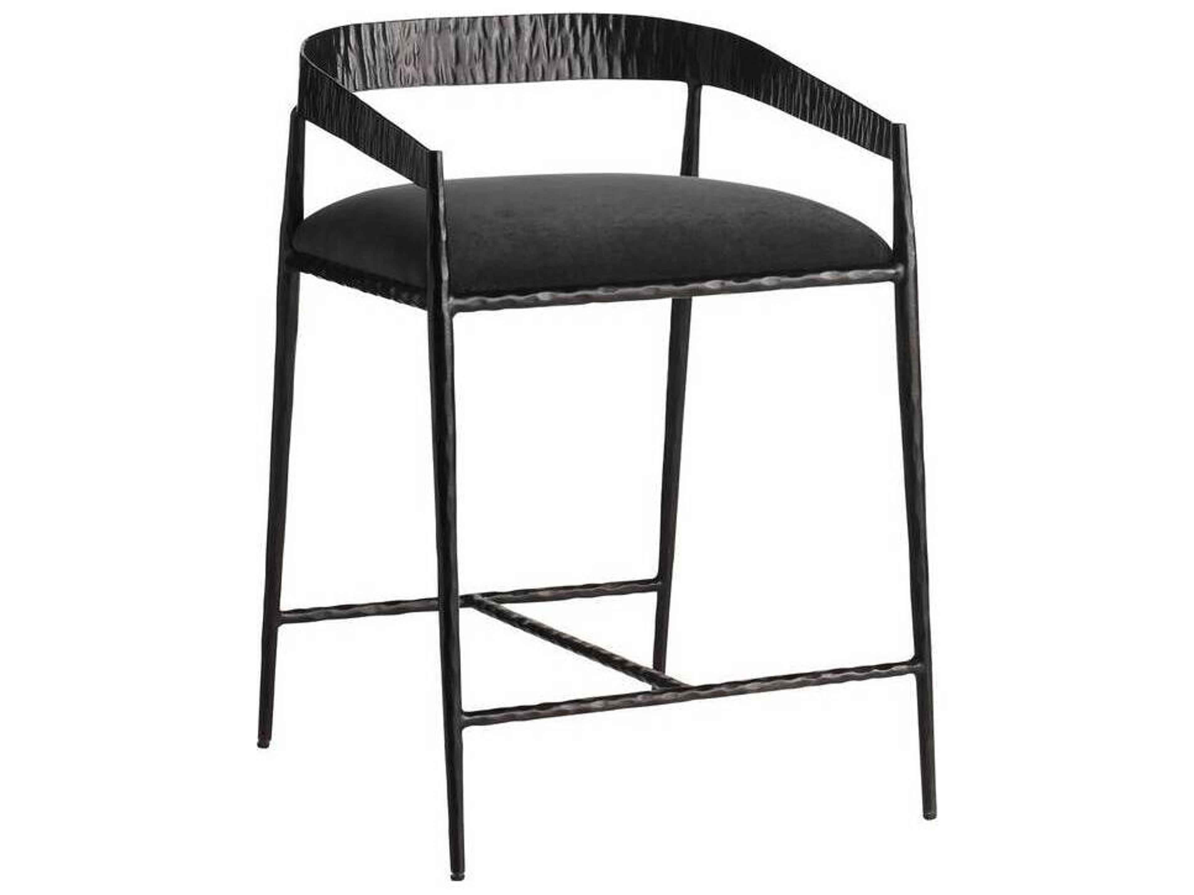 Arteriors Home Ansel Midnight Grey Natural Iron Upholstered Counter Stool