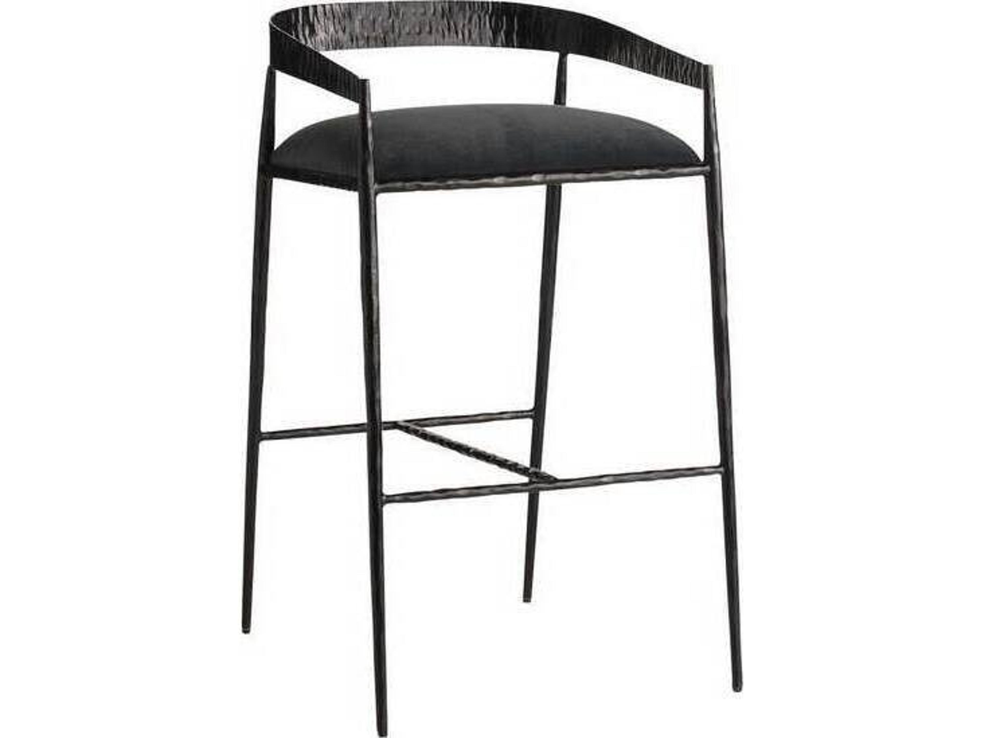 Arteriors Ansel Bar Stool Hand-Forged Iron and Velvet