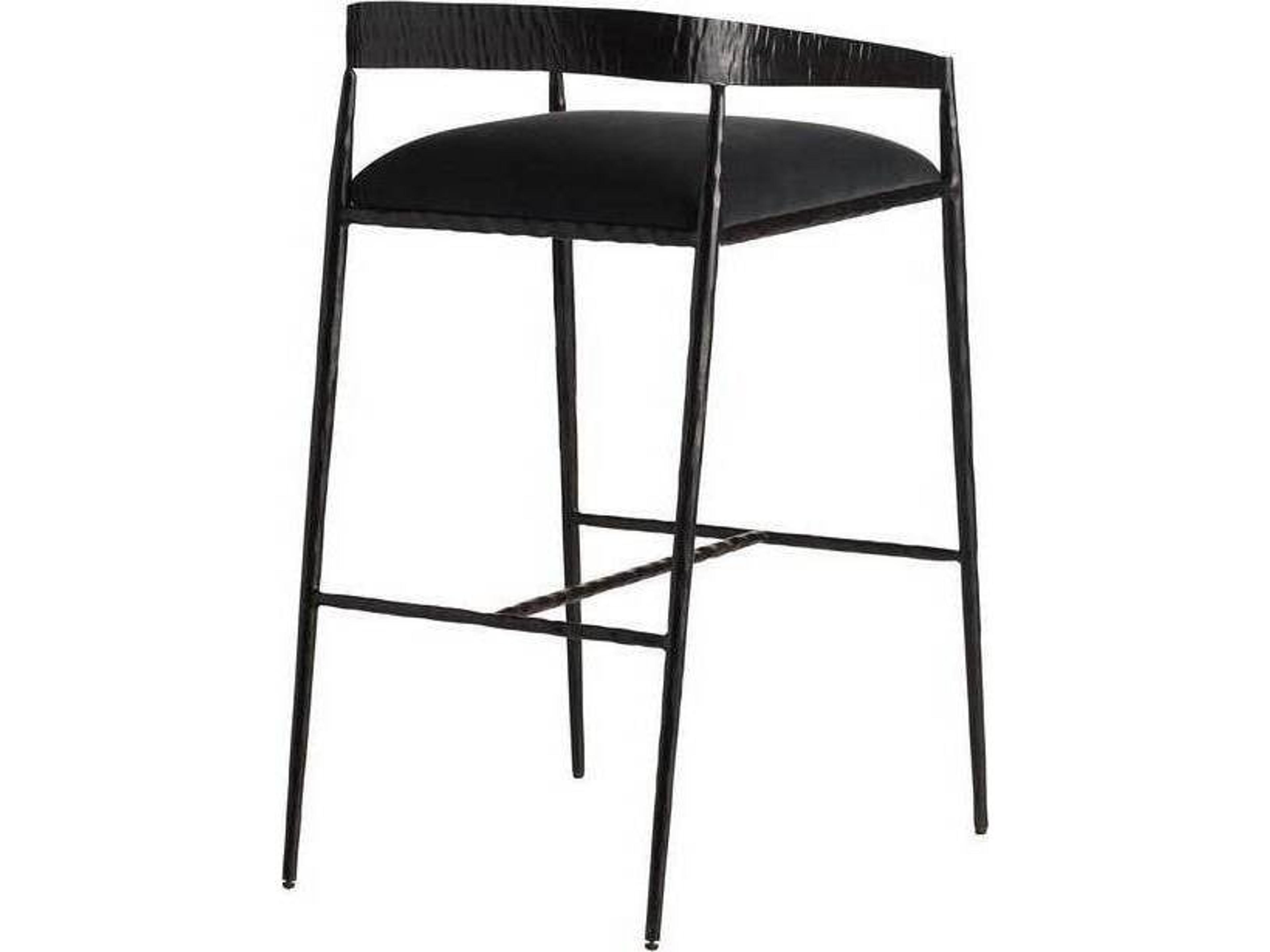 Arteriors Home Ansel Midnight Grey Natural Iron Upholstered Bar Stool