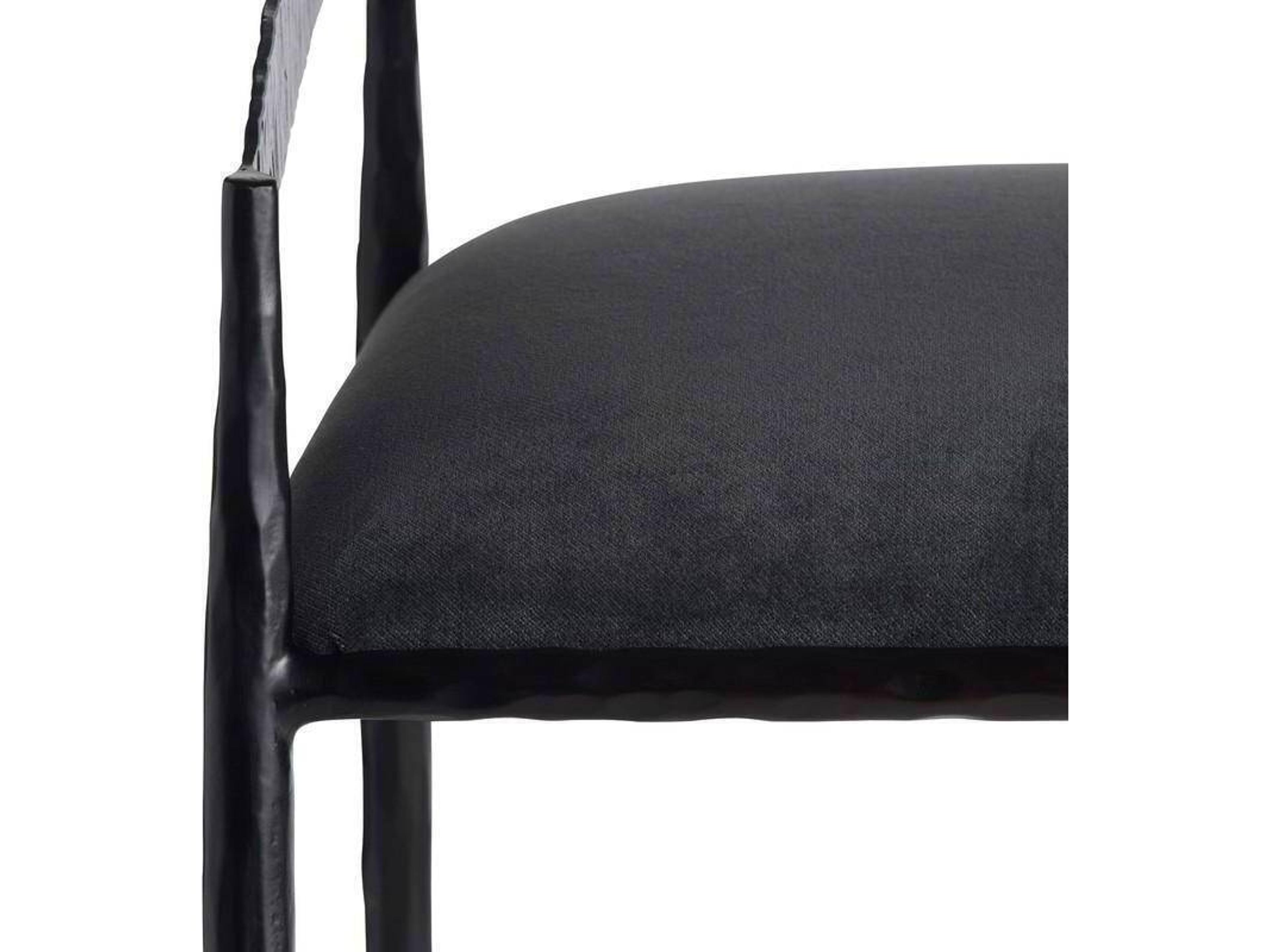 Arteriors Home Ansel Midnight Grey Natural Iron Upholstered Bar Stool