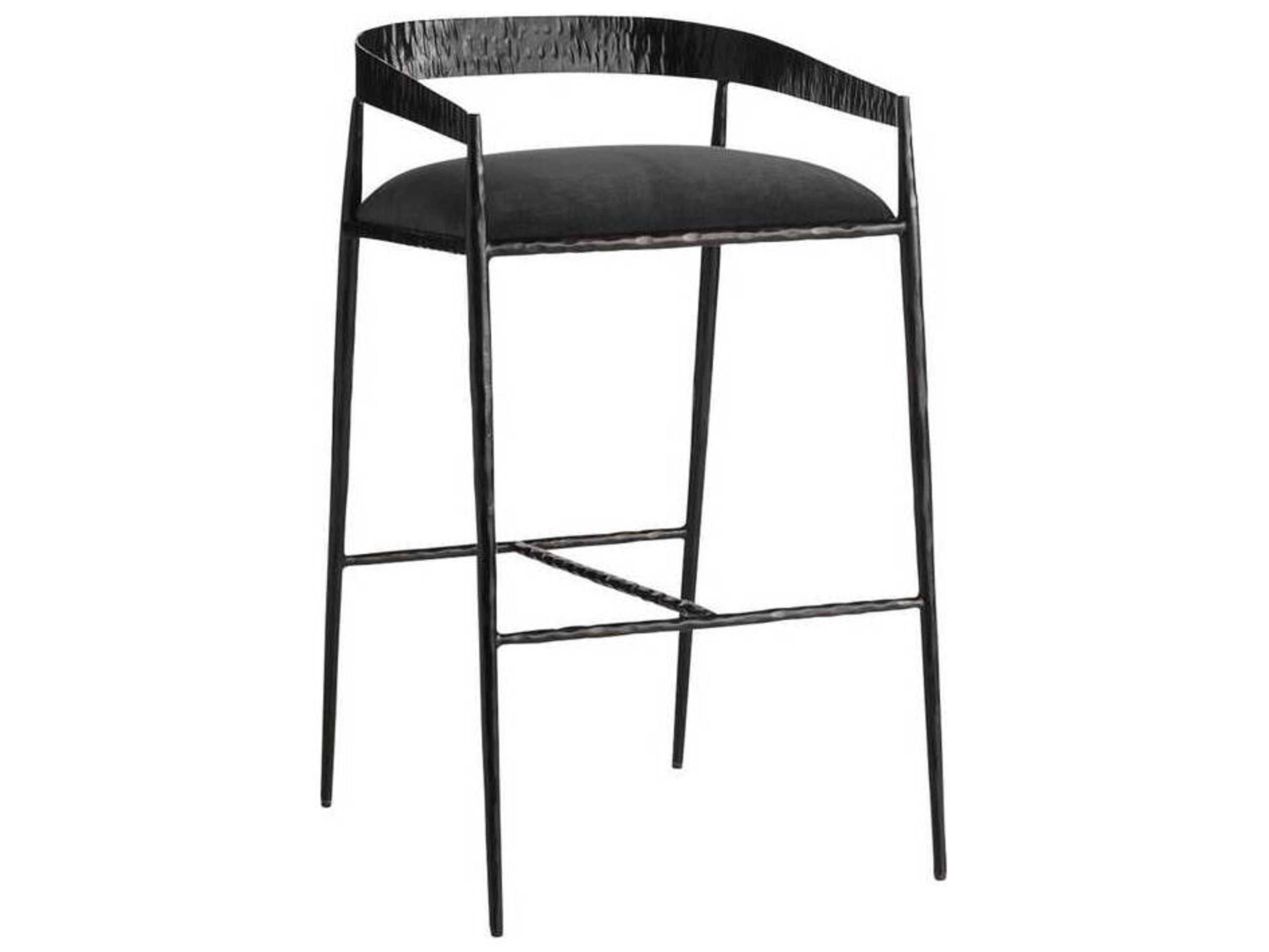 Arteriors Home Ansel Midnight Grey Natural Iron Upholstered Bar Stool