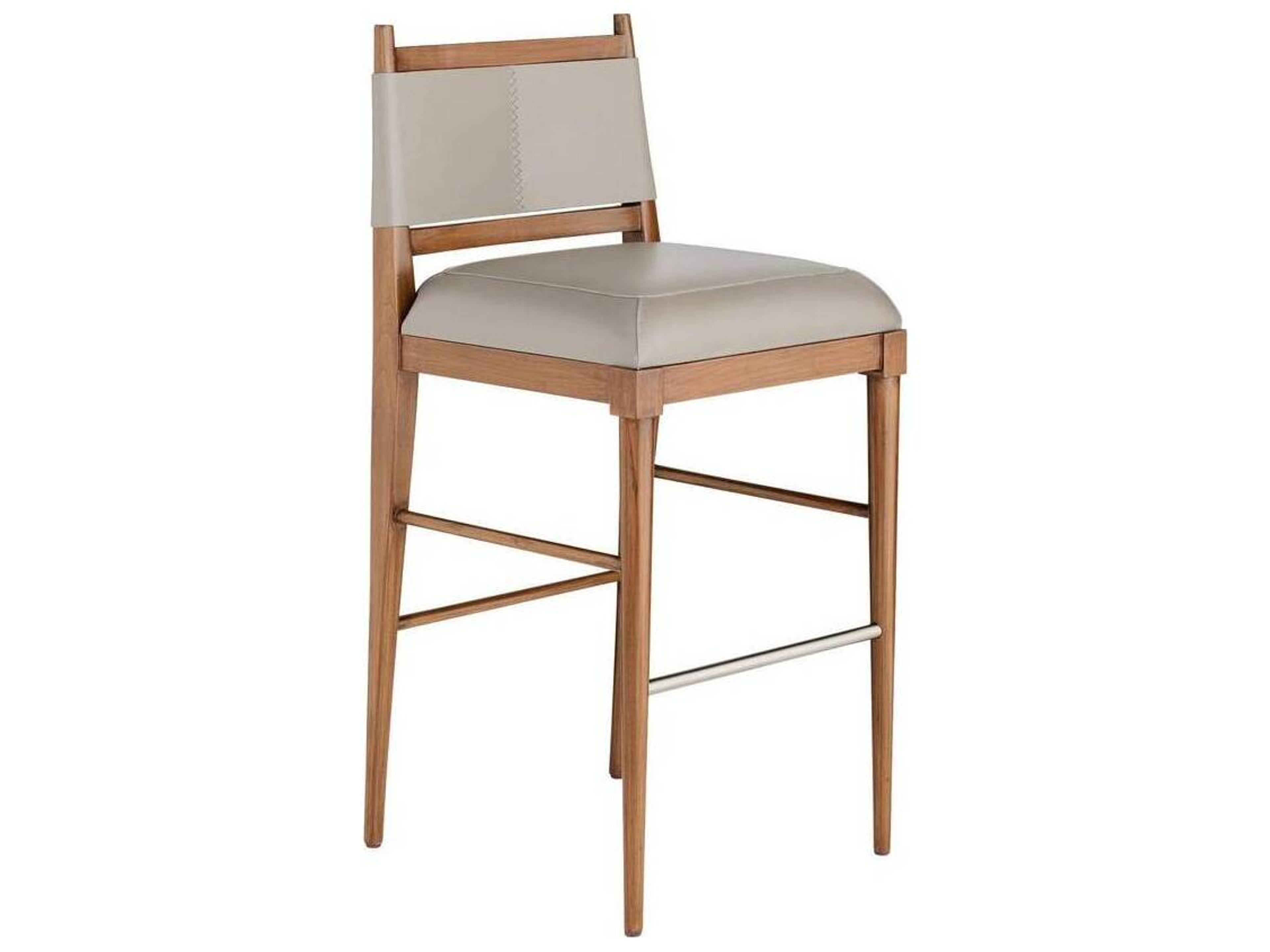 Arteriors Home Morel Leather Walnut Wood Bar Stool