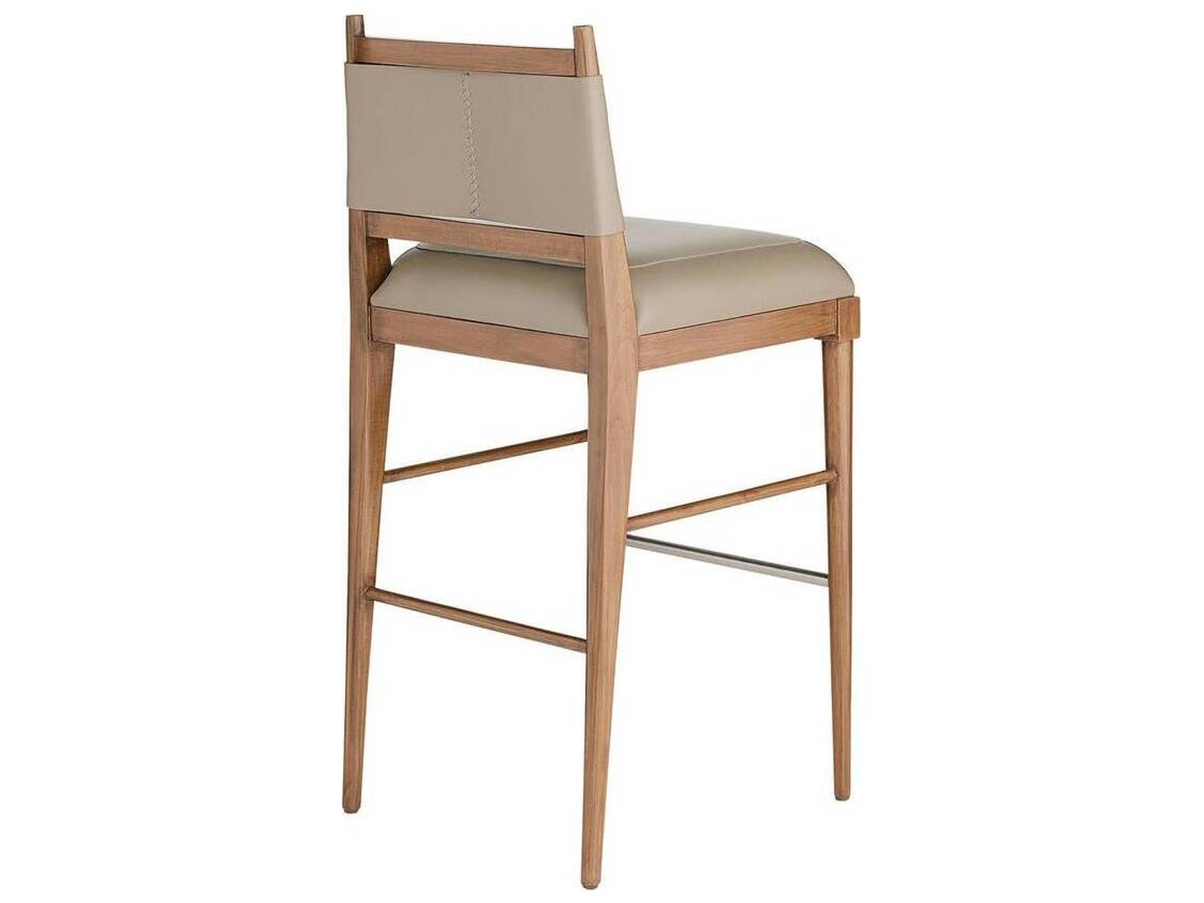 Arteriors Home Morel Leather Walnut Wood Bar Stool