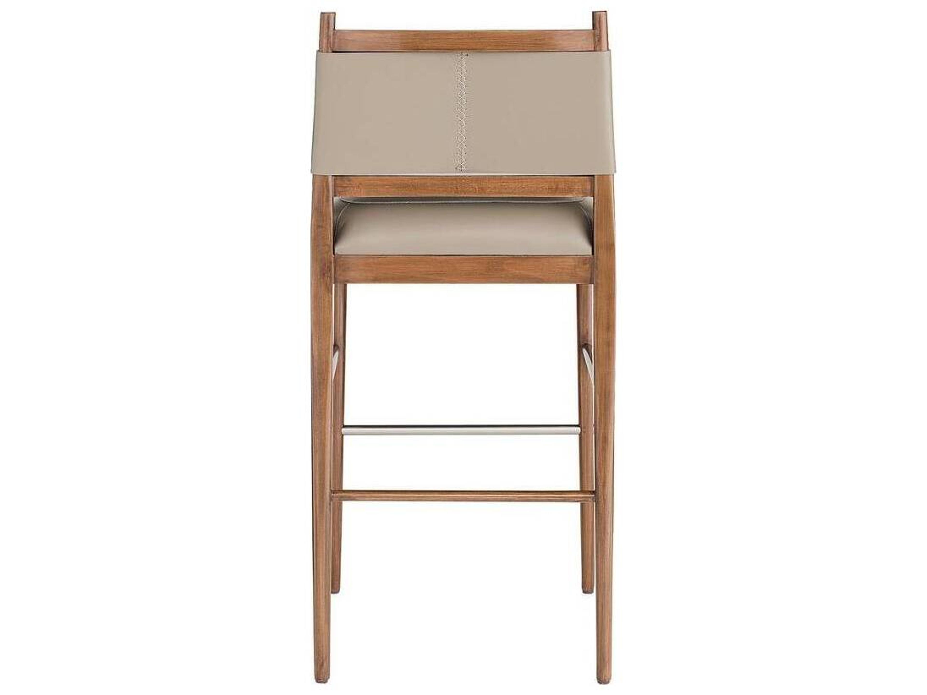 Arteriors Home Morel Leather Walnut Wood Bar Stool