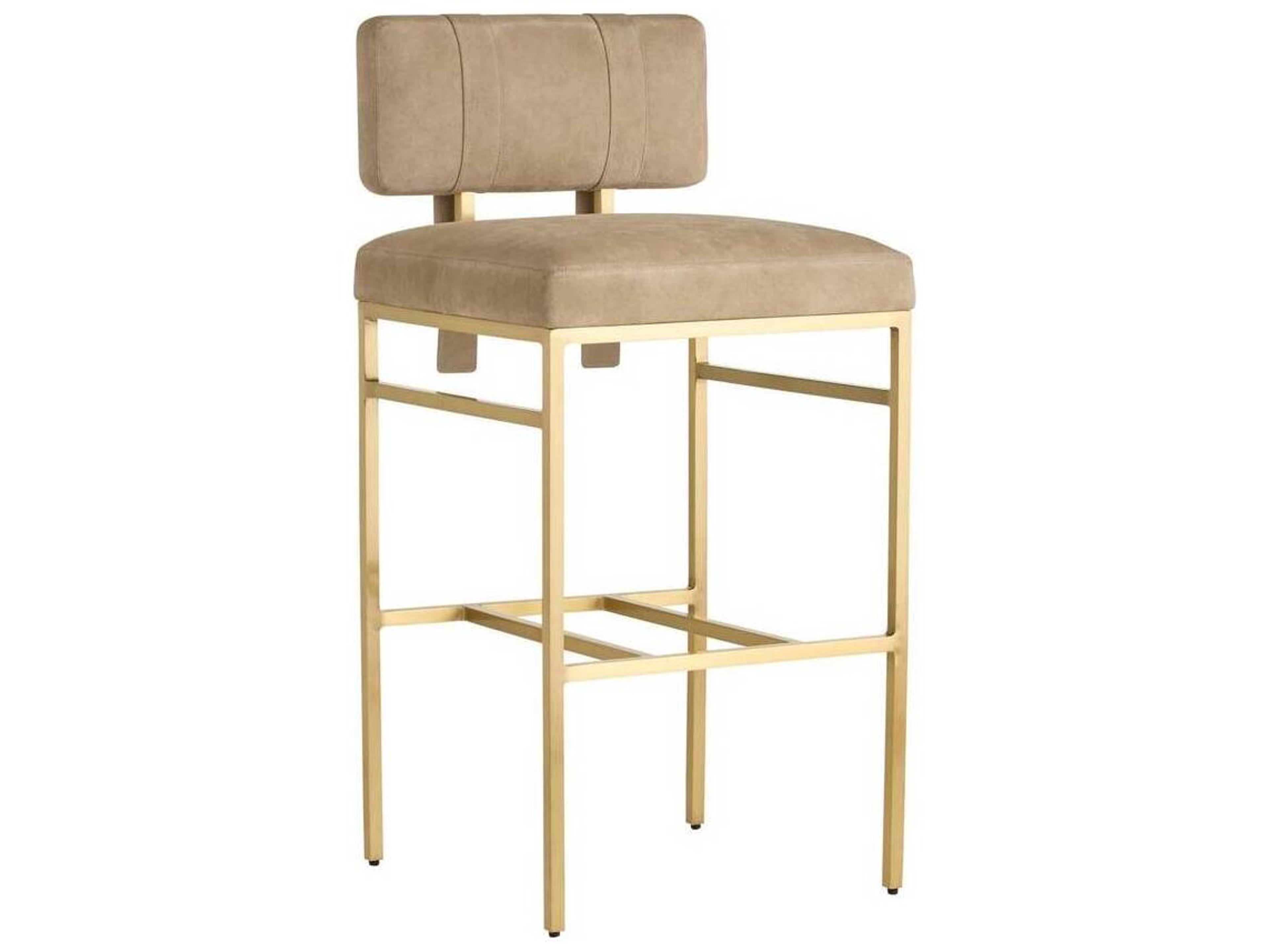 Arteriors Home Beige Leather Bar Stool