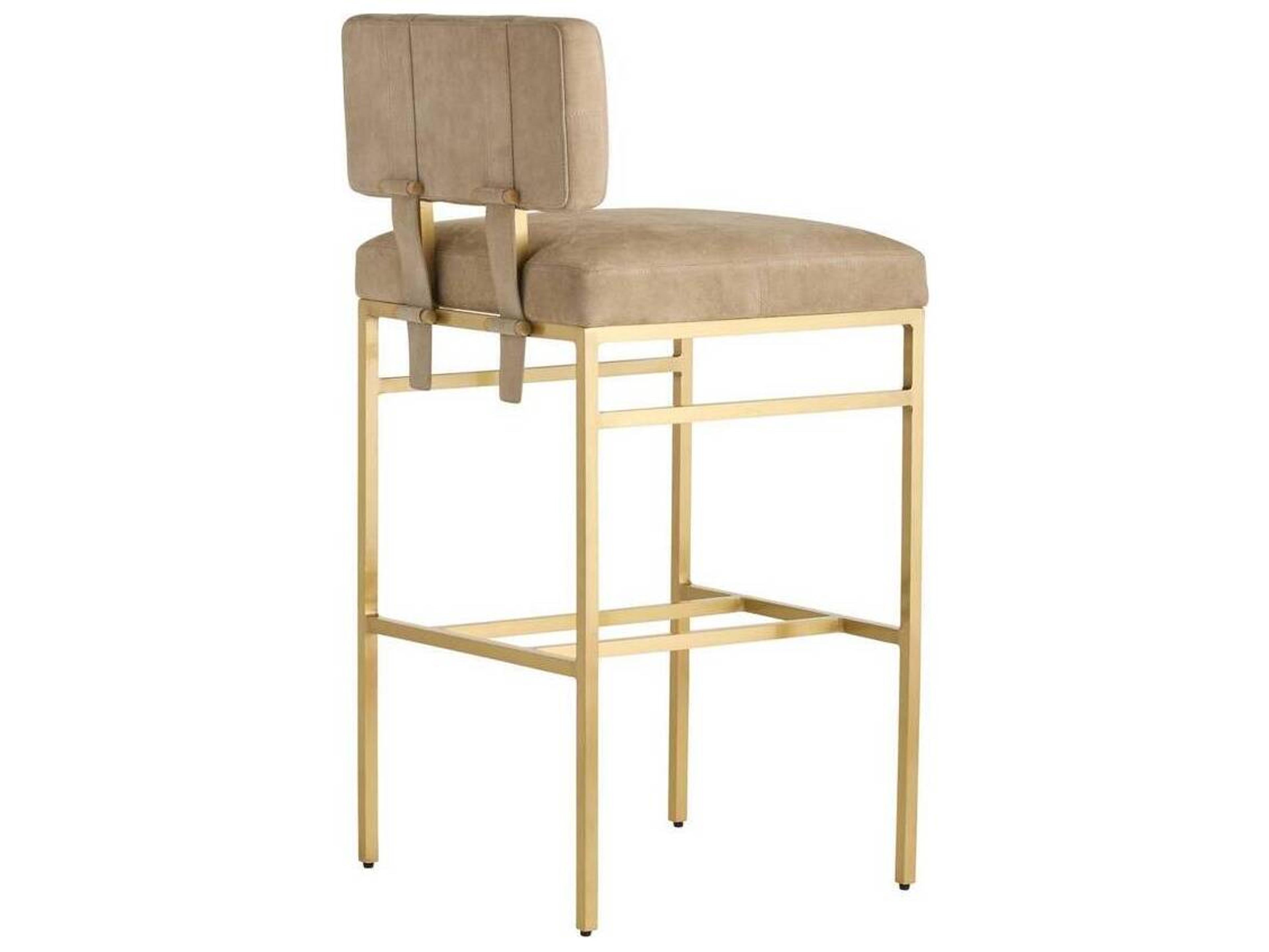 Arteriors Home Beige Leather Bar Stool