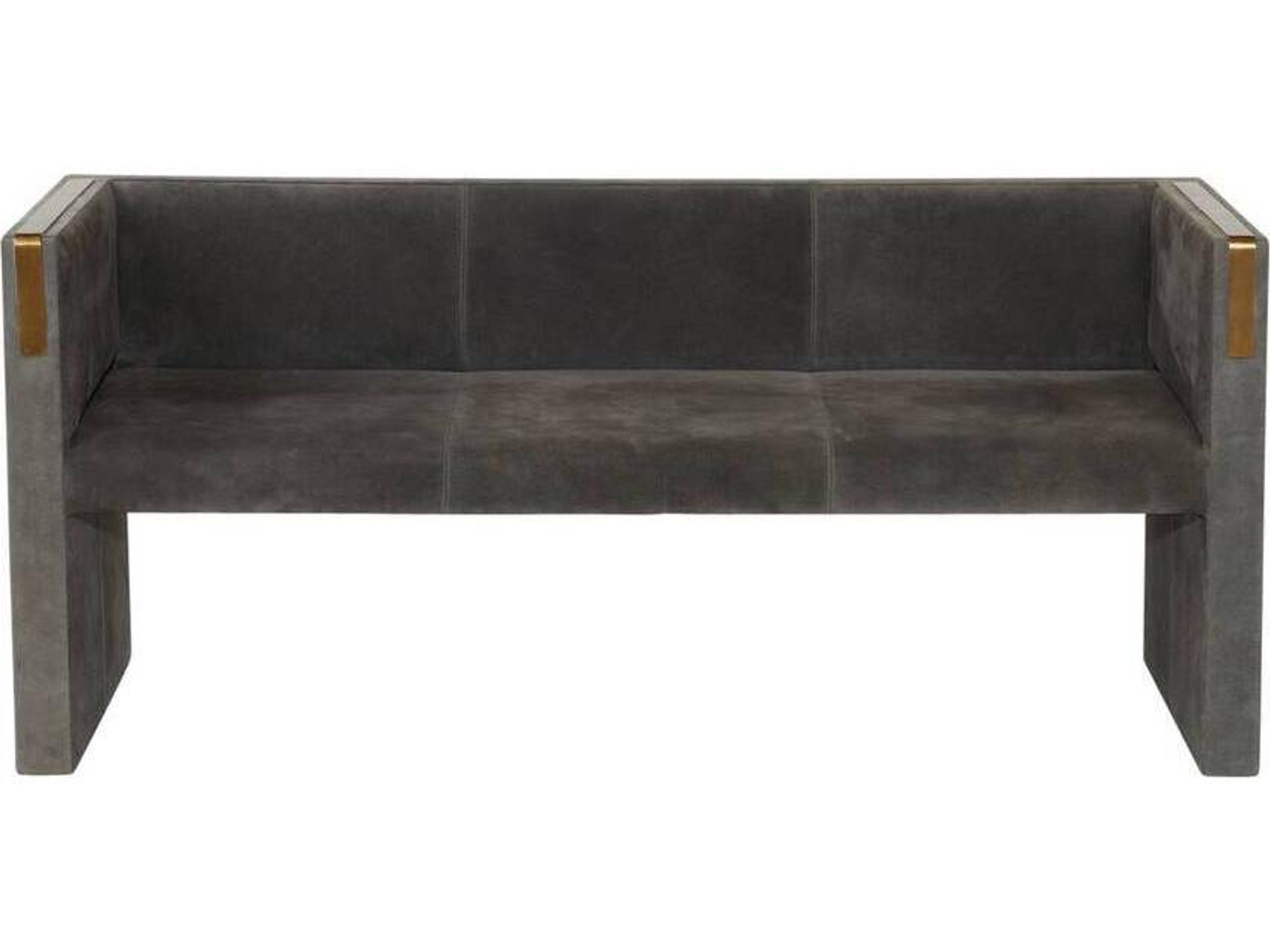 Arteriors Home Donovan Slate Grey Antique Brass Suede Upholstered Sofa