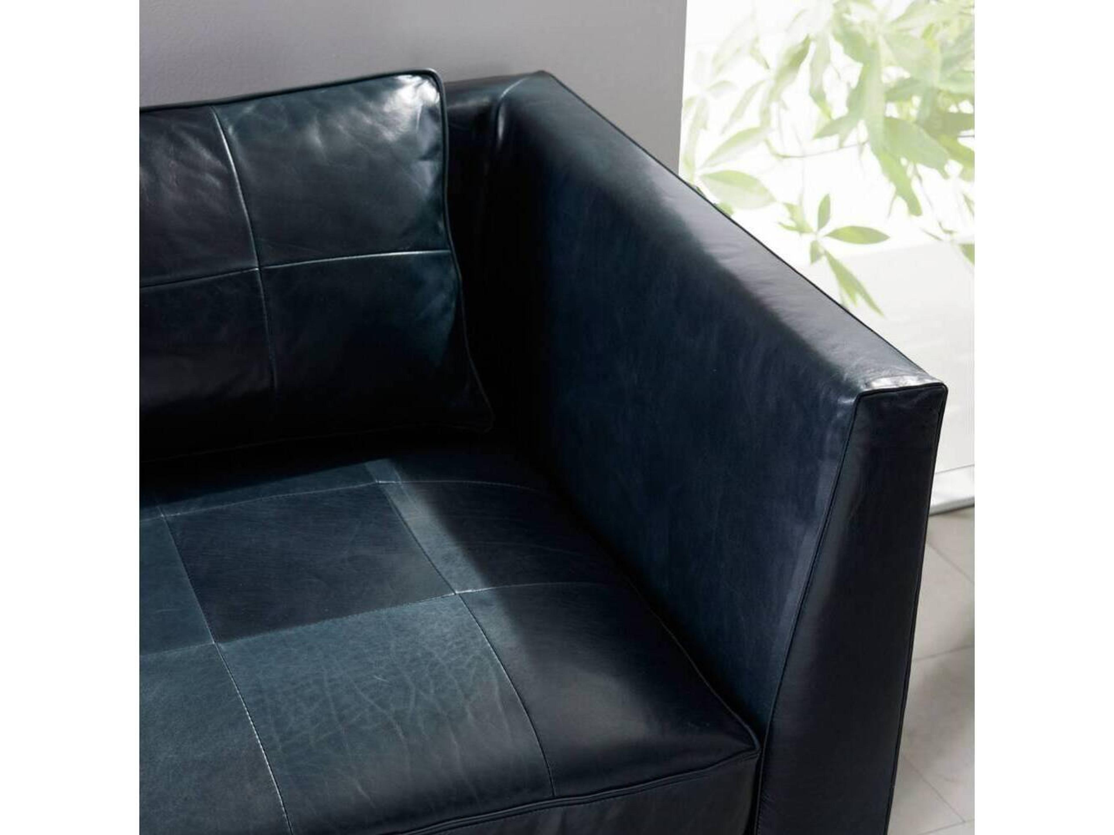 Arteriors Home Ink Grey Ash Black Leather Edmond Chaise