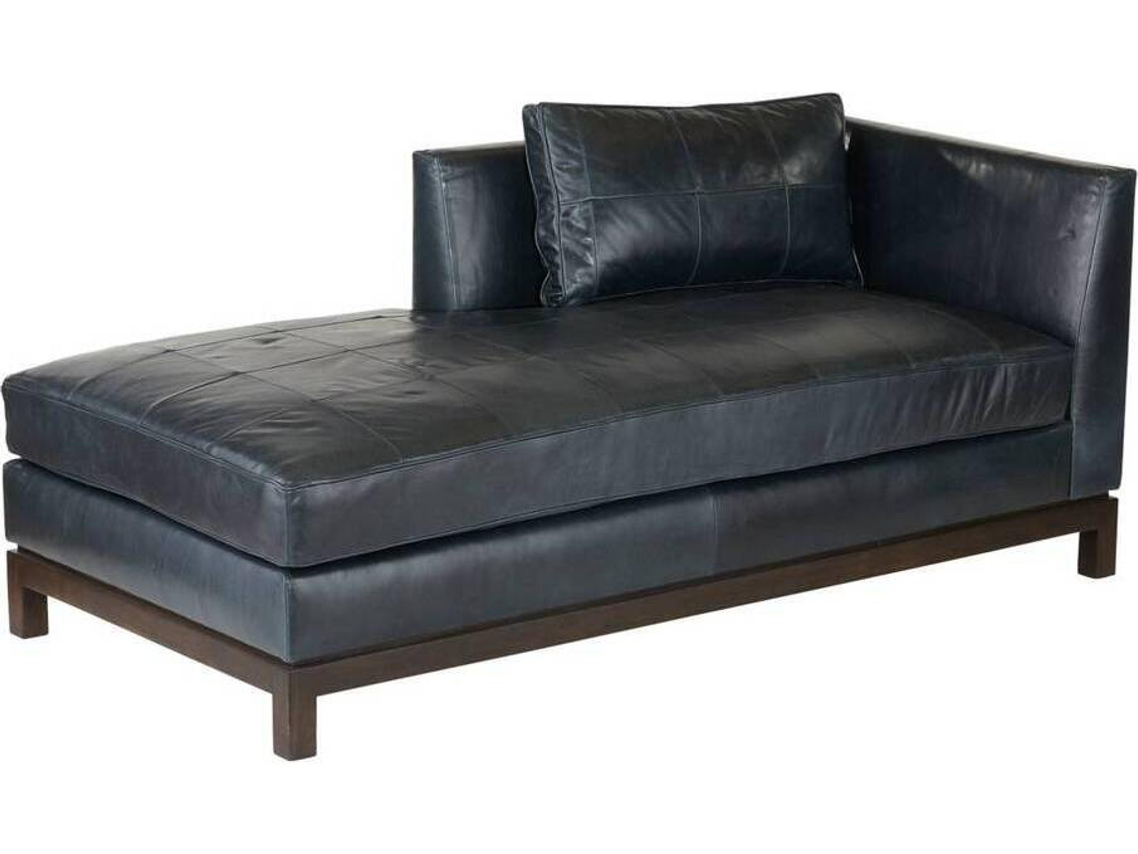 Arteriors Home Ink Grey Ash Black Leather Edmond Chaise