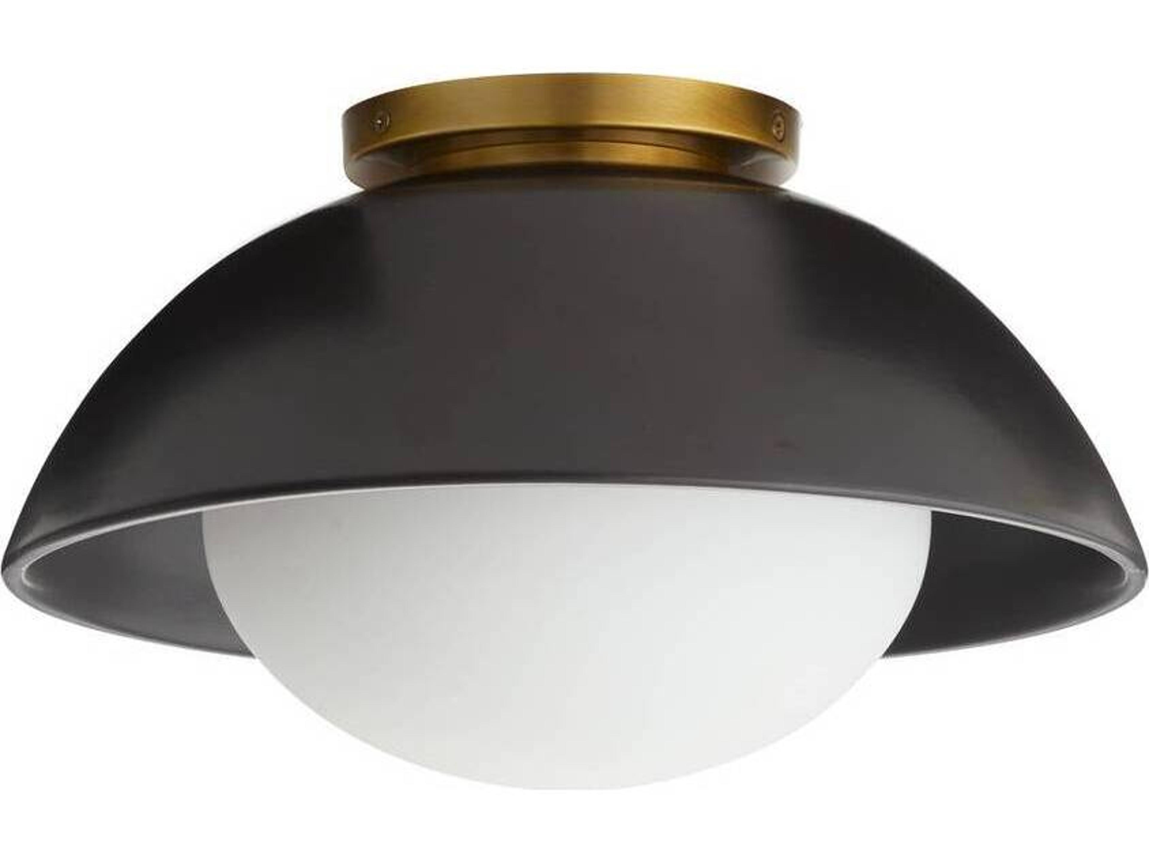Arteriors Home Glaze 1-Light Matte Black Antique Brass Dome Globe Flush Mount