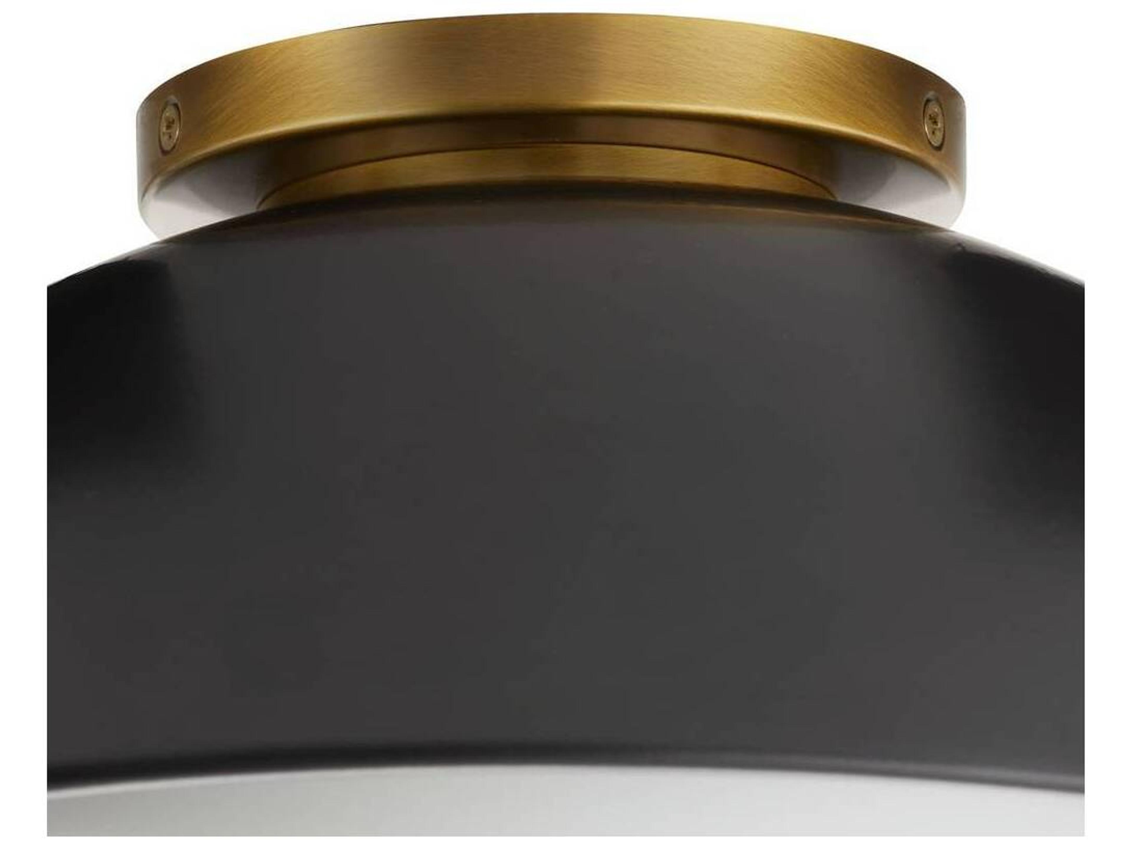 Arteriors Home Glaze 1-Light Matte Black Antique Brass Dome Globe Flush Mount