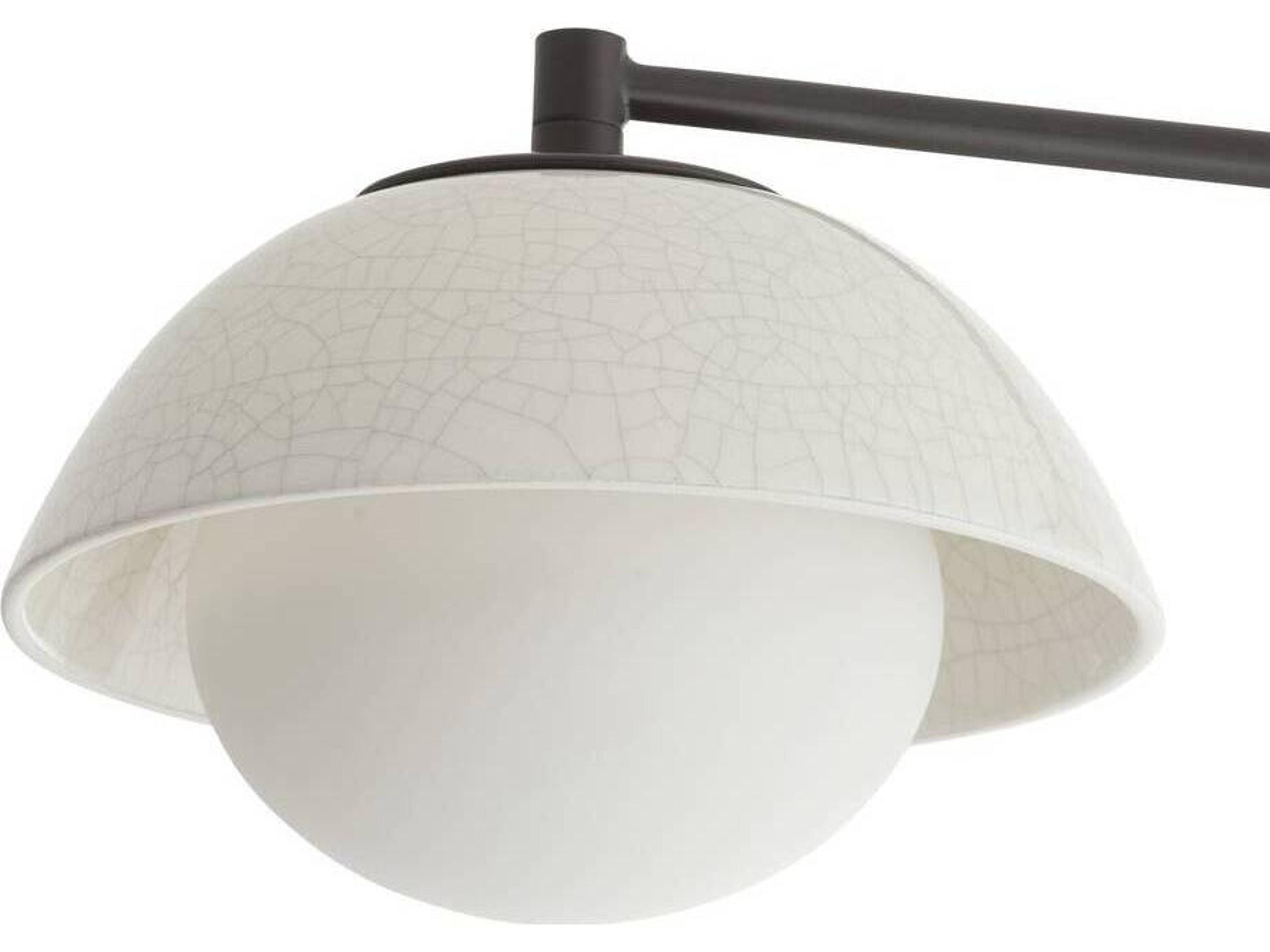 Arteriors Home Glaze 4-Light Ivory Stained Crackle Blackened Steel White Dome Globe Semi Flush Mount