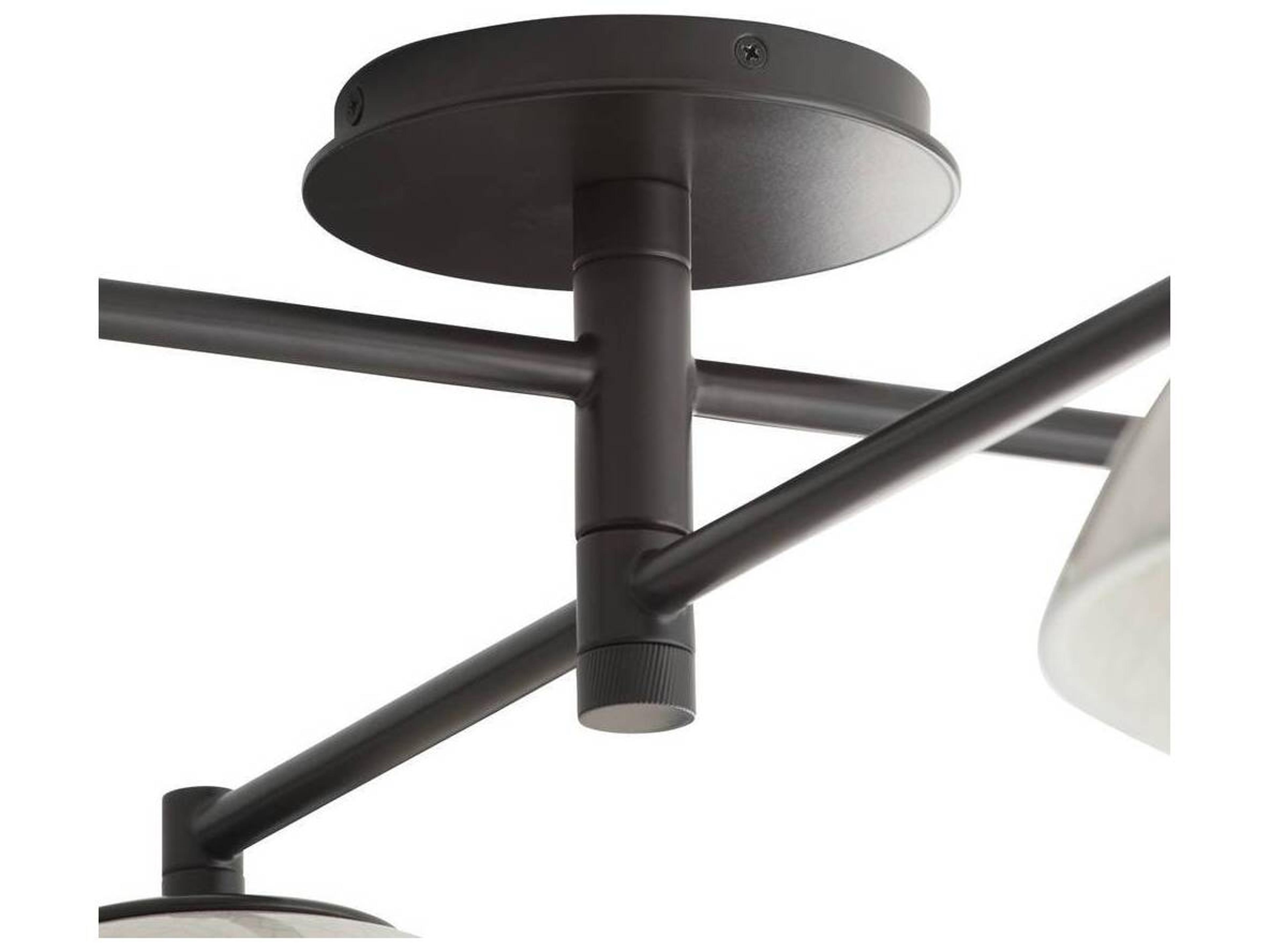 Arteriors Home Glaze 4-Light Ivory Stained Crackle Blackened Steel White Dome Globe Semi Flush Mount