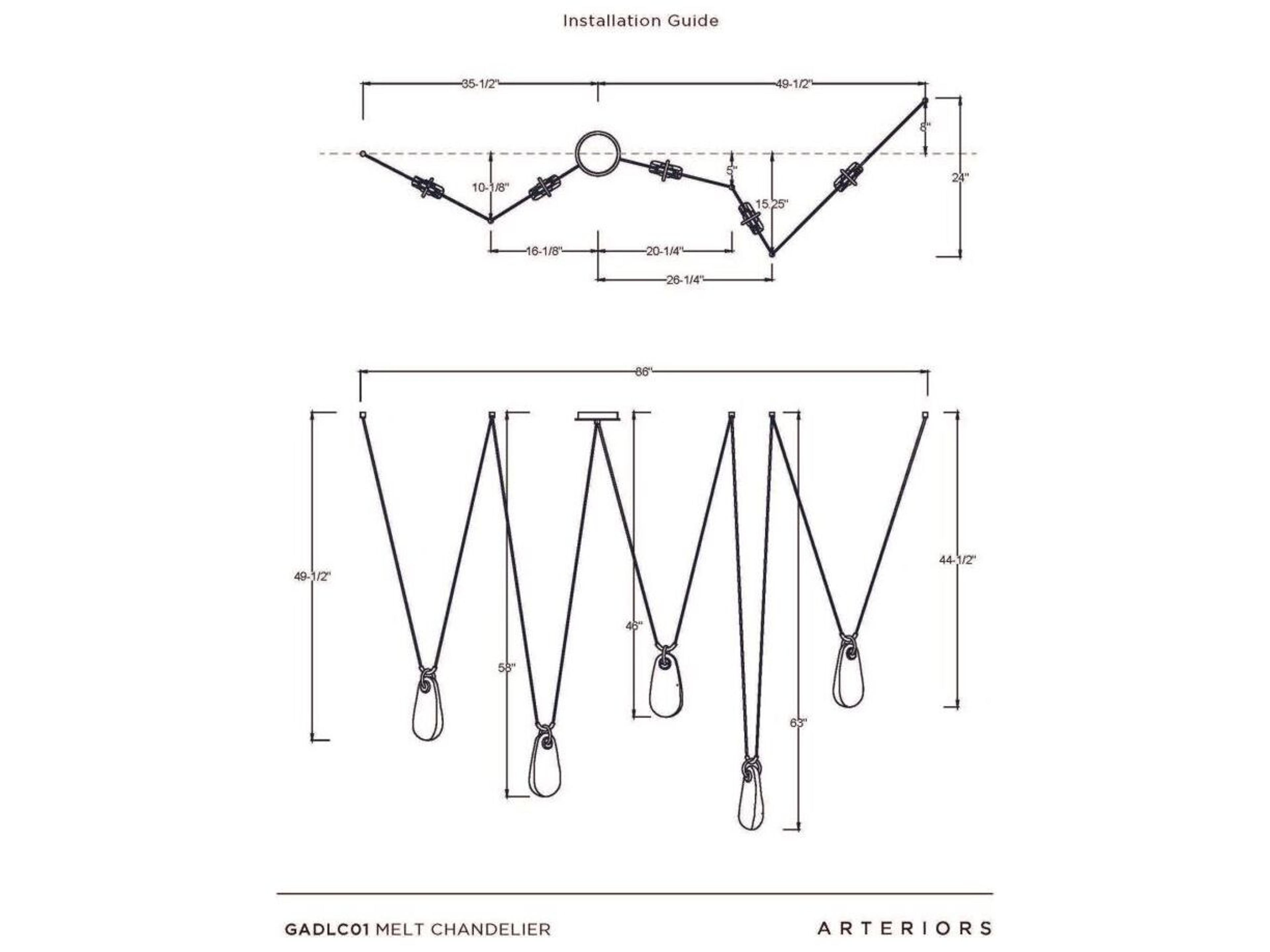 Arteriors Home Melt 5-Light Antique Brass Clear Linear Chandelier