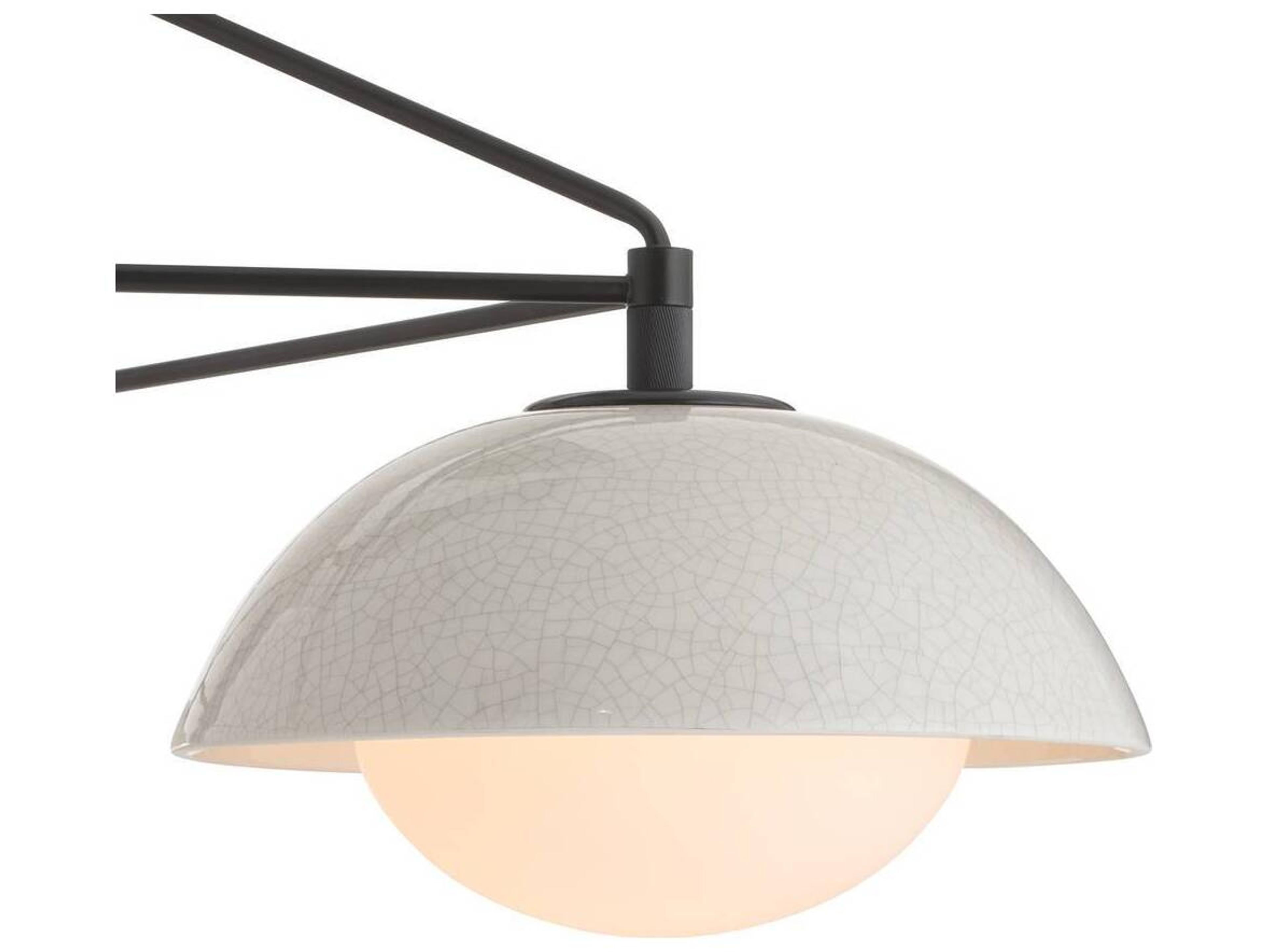 Arteriors Home Glaze 3-Light Ivory Stained Crackle Blackened Steel White Dome Globe Pendant