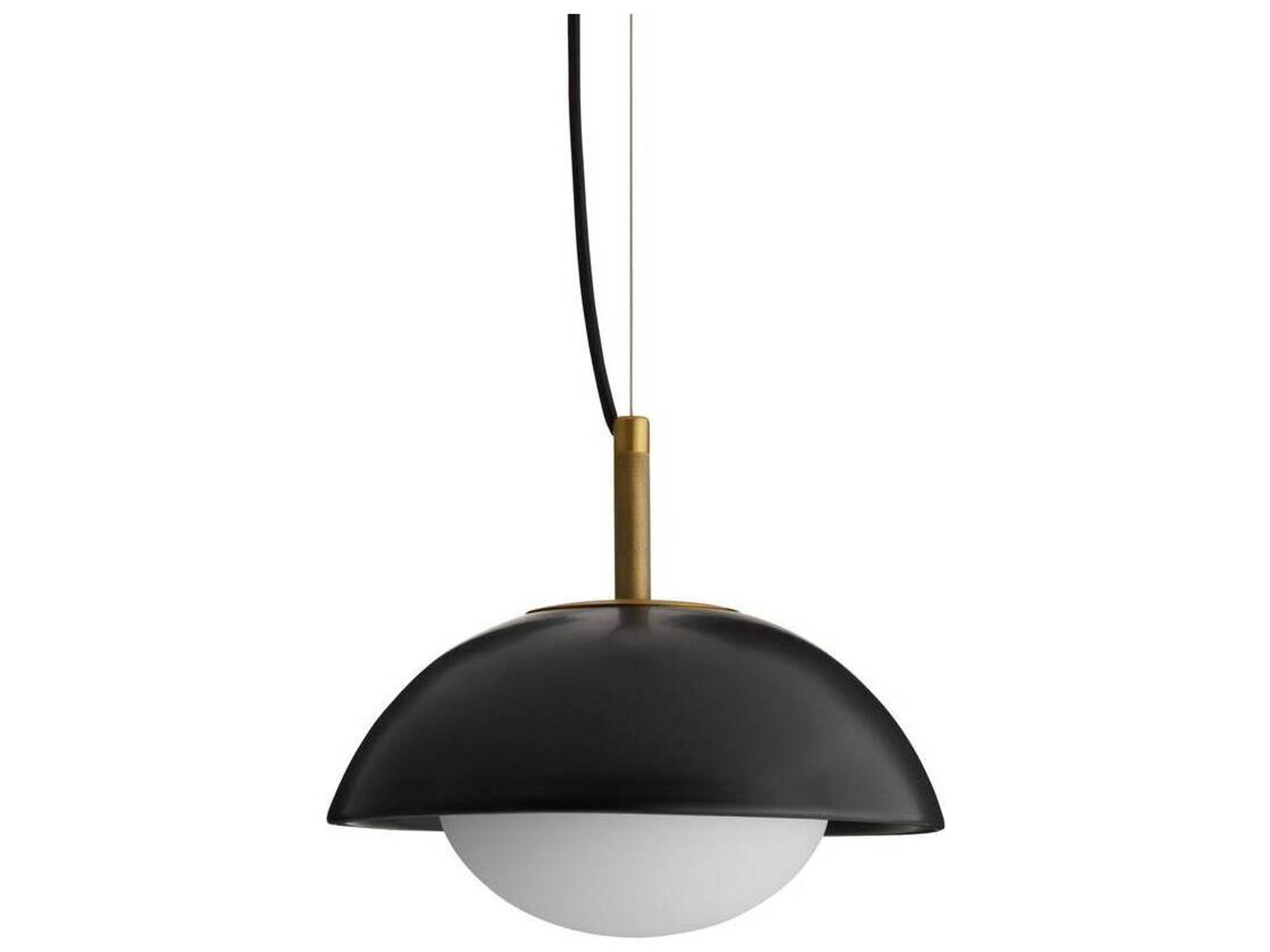 Arteriors Home Glaze 1-Light Matte Black Antique Brass Dome Mini Pendant