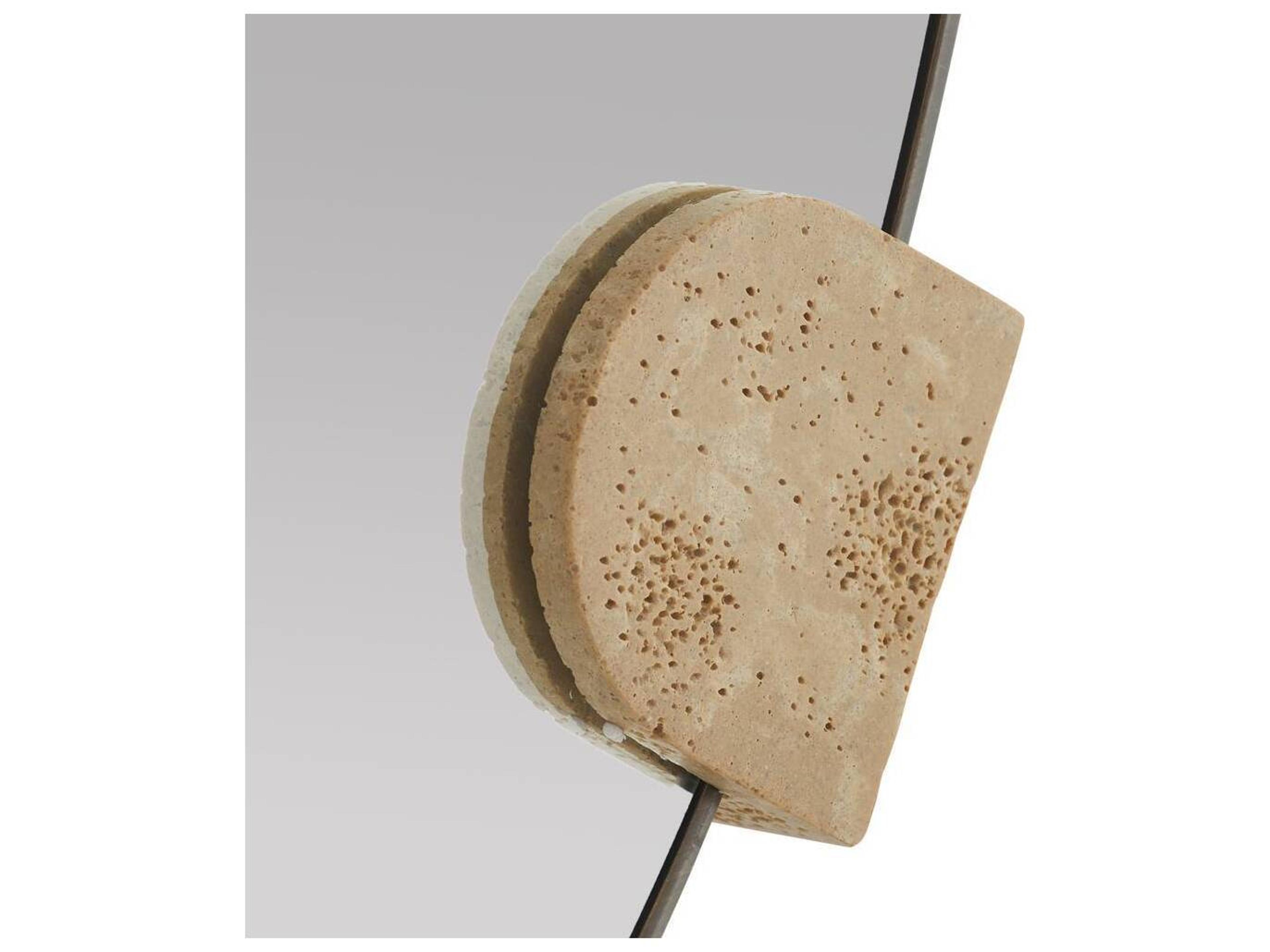 Arteriors Home Bronze Faux Travertine Wall Mirror Round