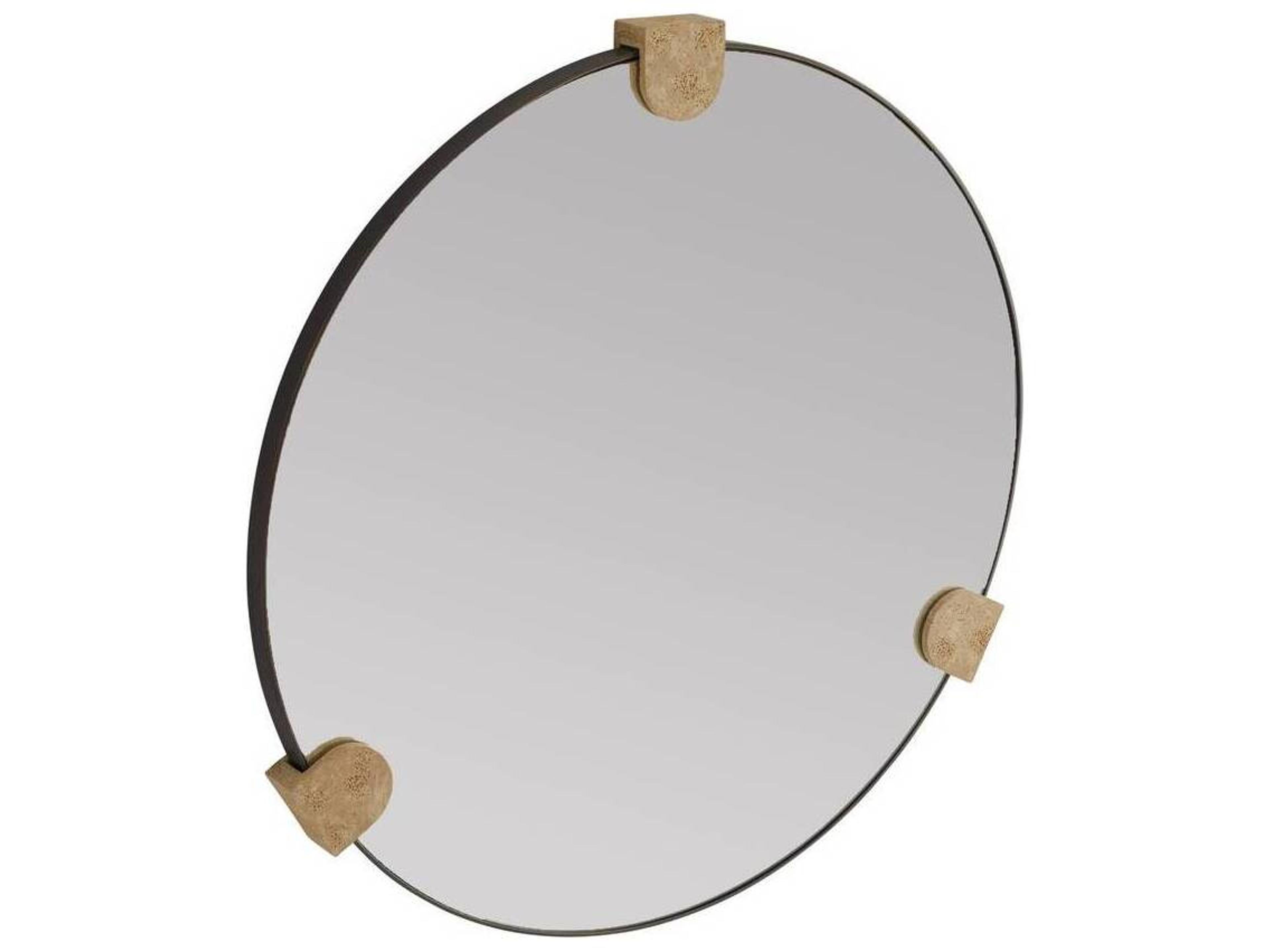 Arteriors Home Bronze Faux Travertine Wall Mirror Round
