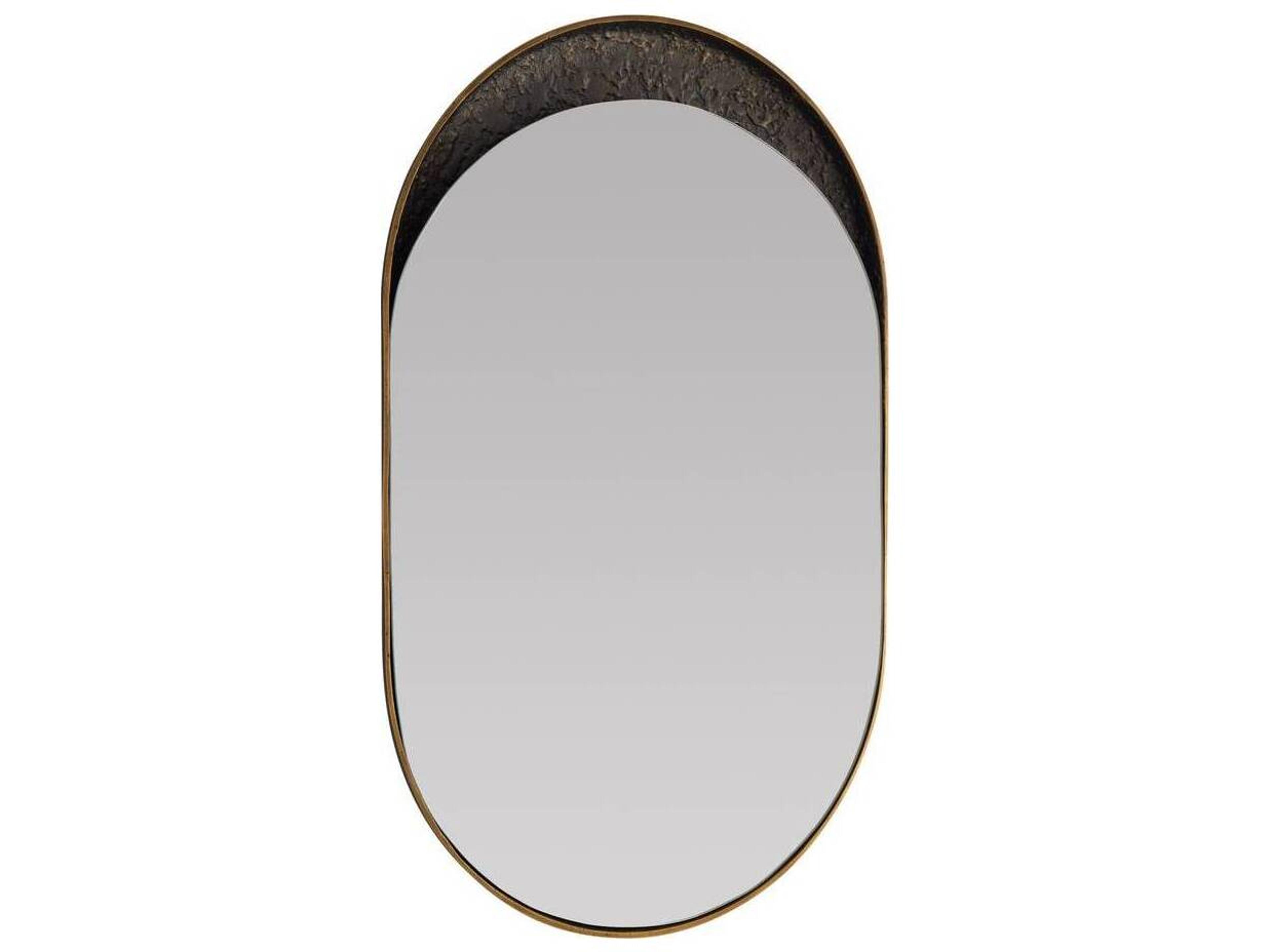 Arteriors Home Inset Antique Brass Bronze Wall Mirror Oval