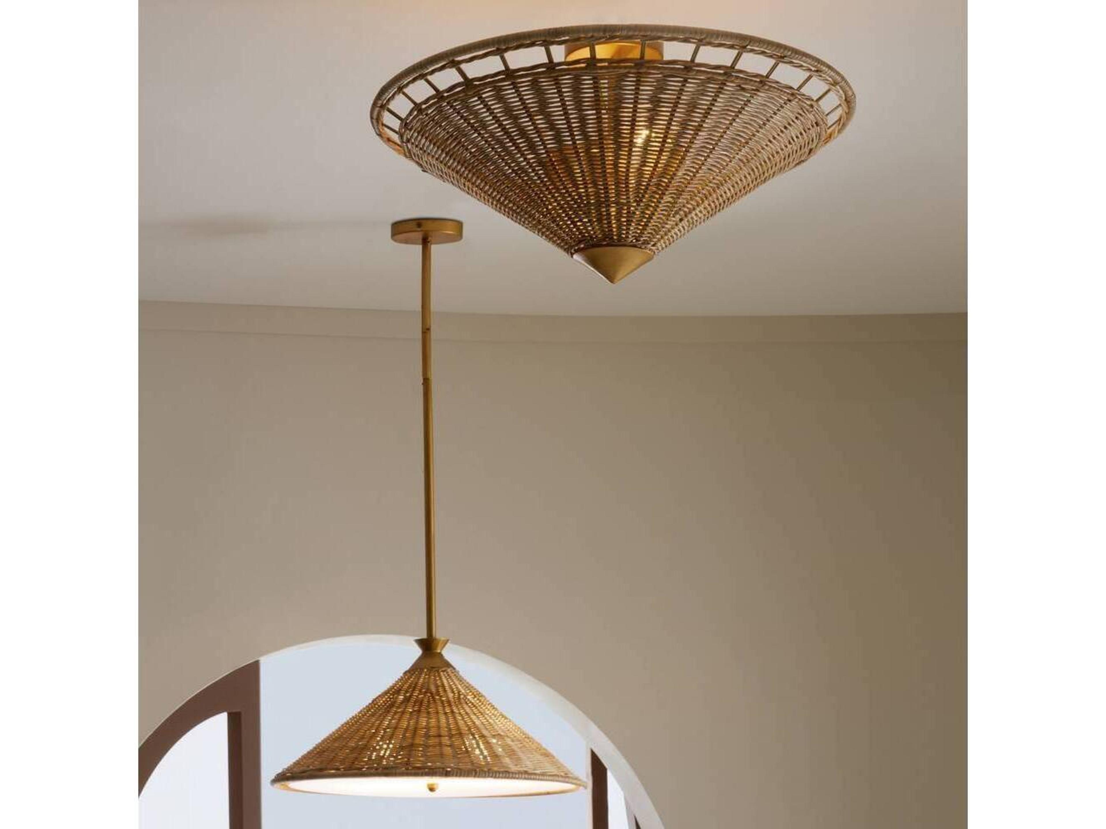 Arteriors Home Terrace 2-Light Natural Gold Steel Brown Semi Flush Mount