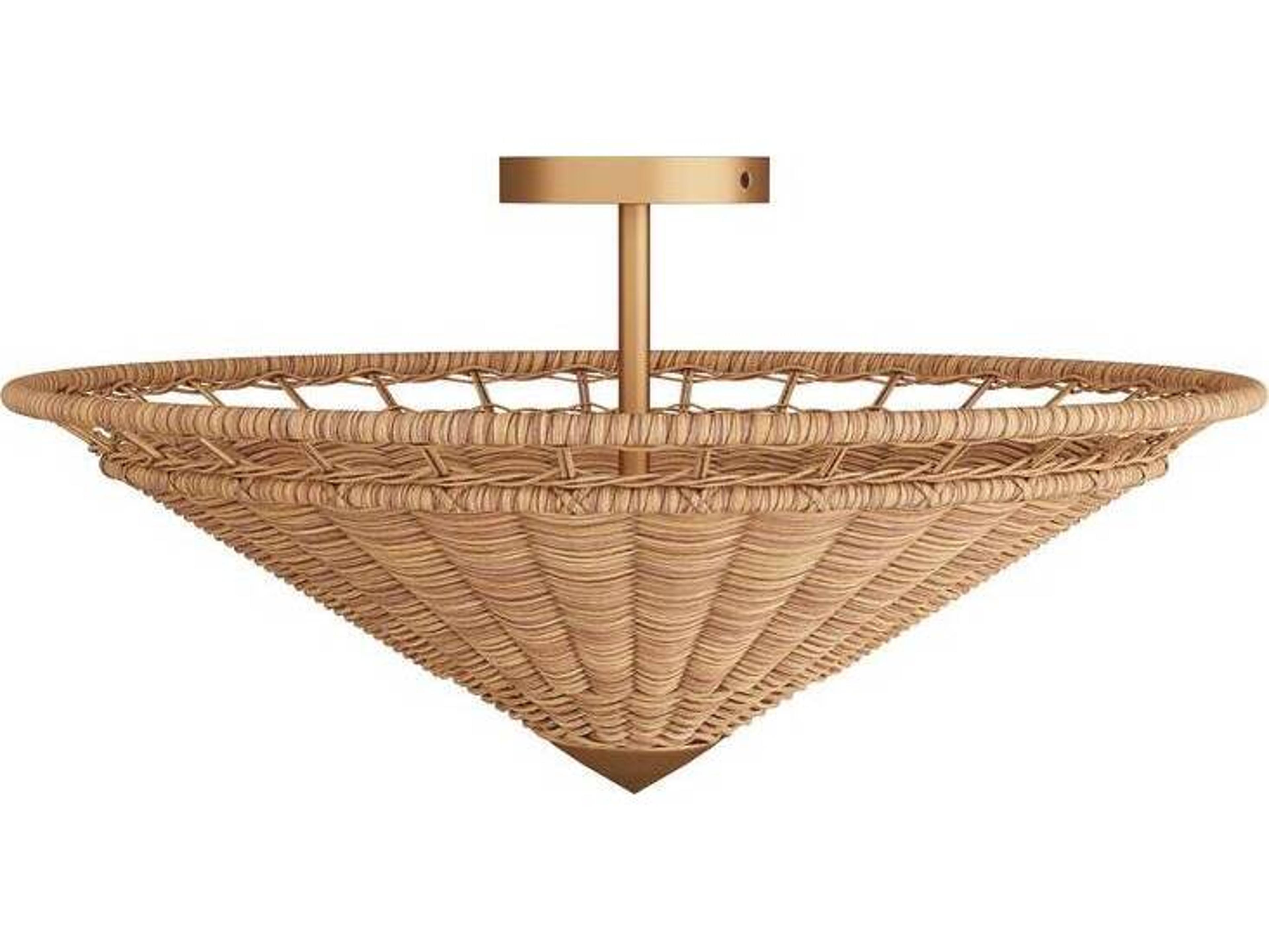 Terrace Flush Mount Natural Rattan Ceiling Light