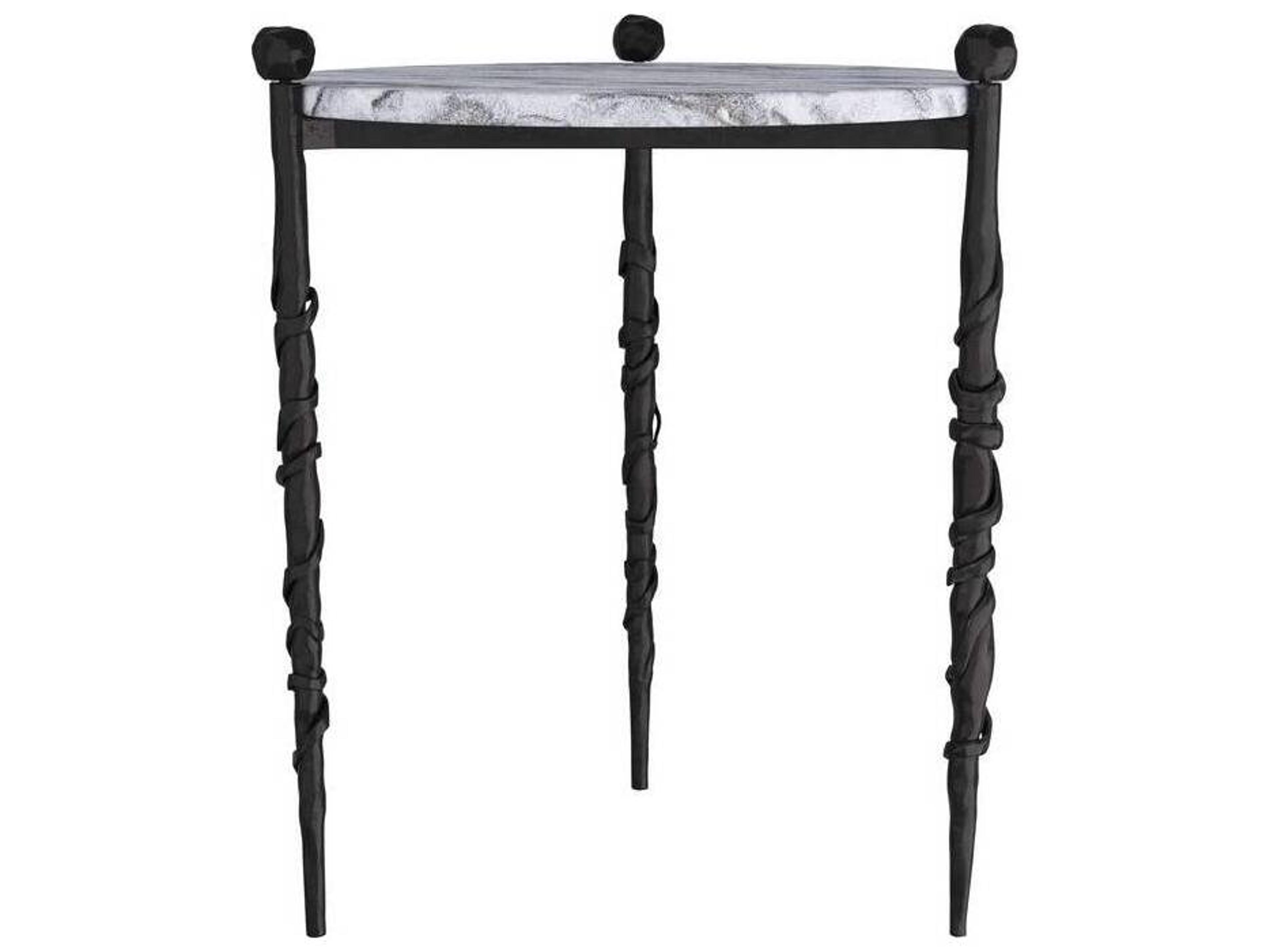 Arteriors Home Round Marble Galaxy Blackened Blackthorn End Table