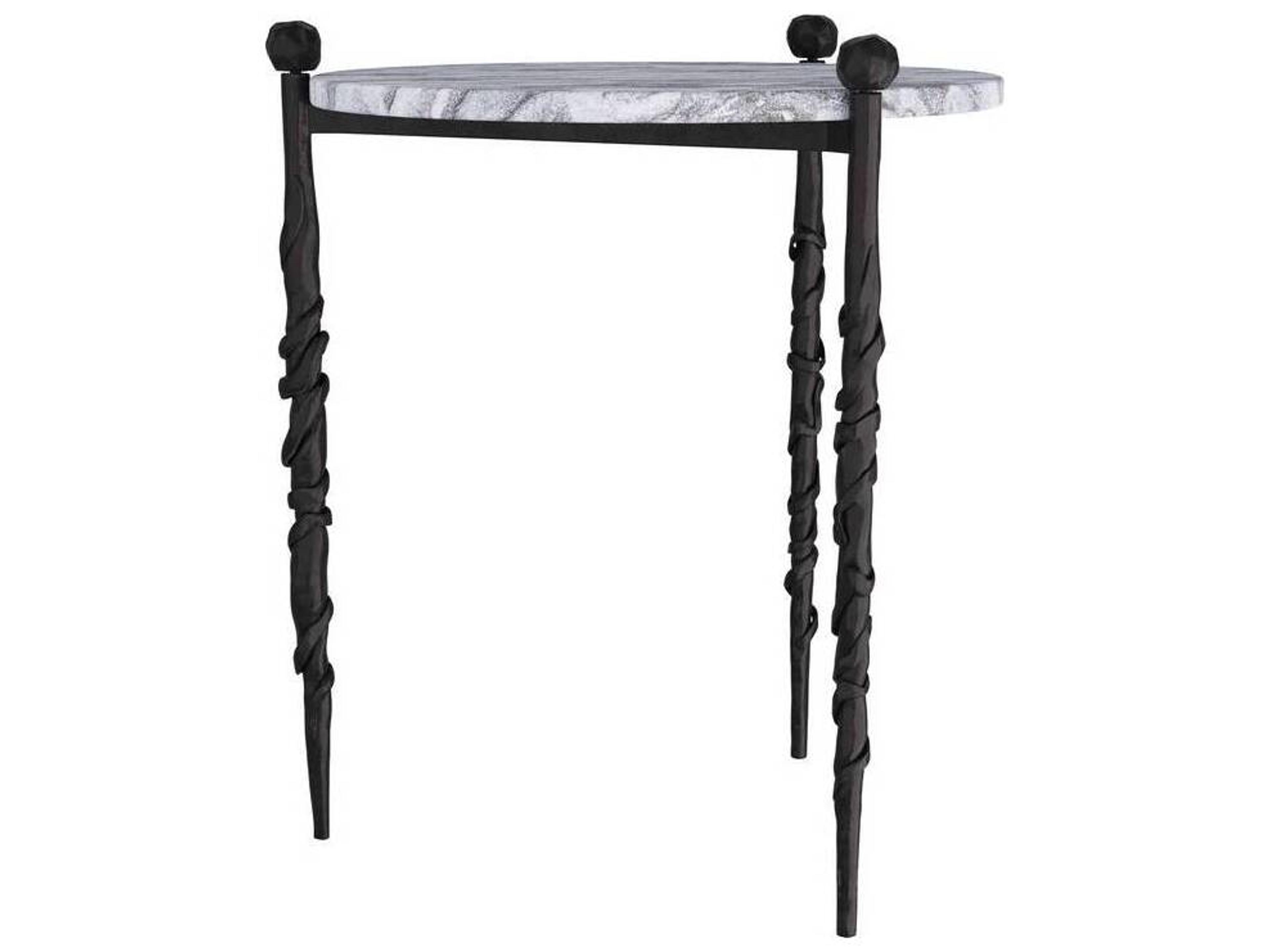 Arteriors Home Round Marble Galaxy Blackened Blackthorn End Table