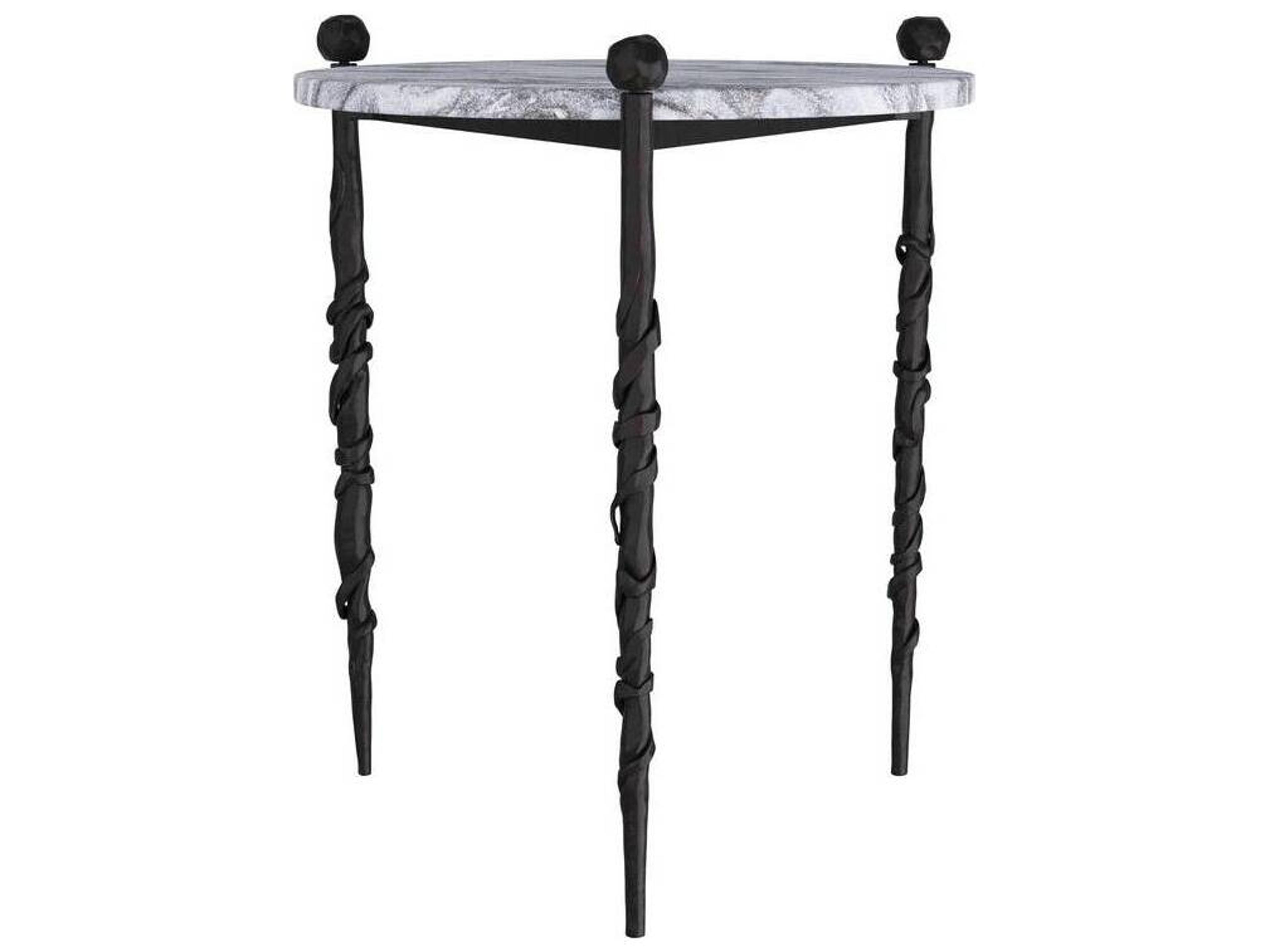 Arteriors Home Round Marble Galaxy Blackened Blackthorn End Table