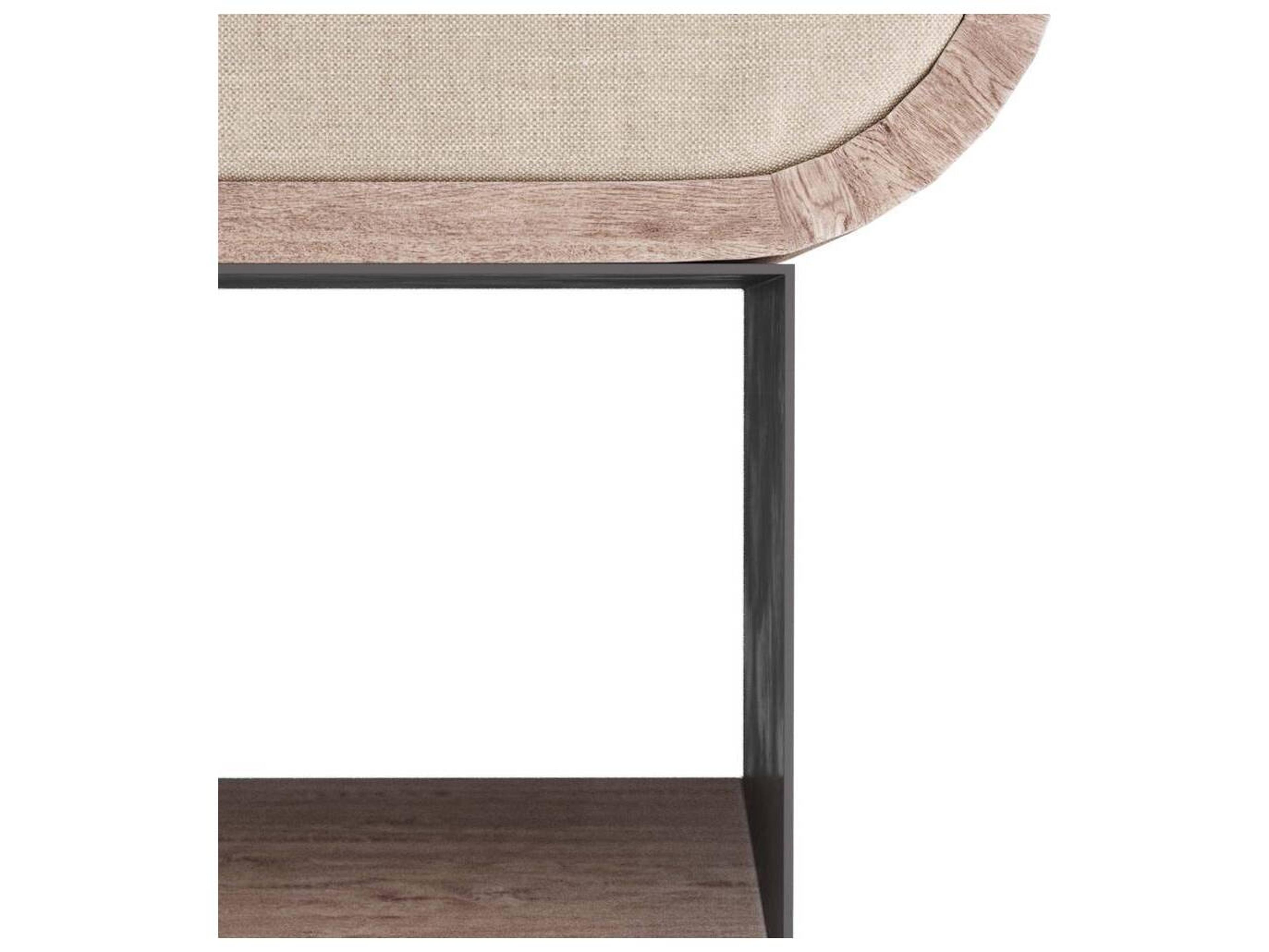 Arteriors Home Natural Gunmetal Brown Upholstered Bookstack Ottoman