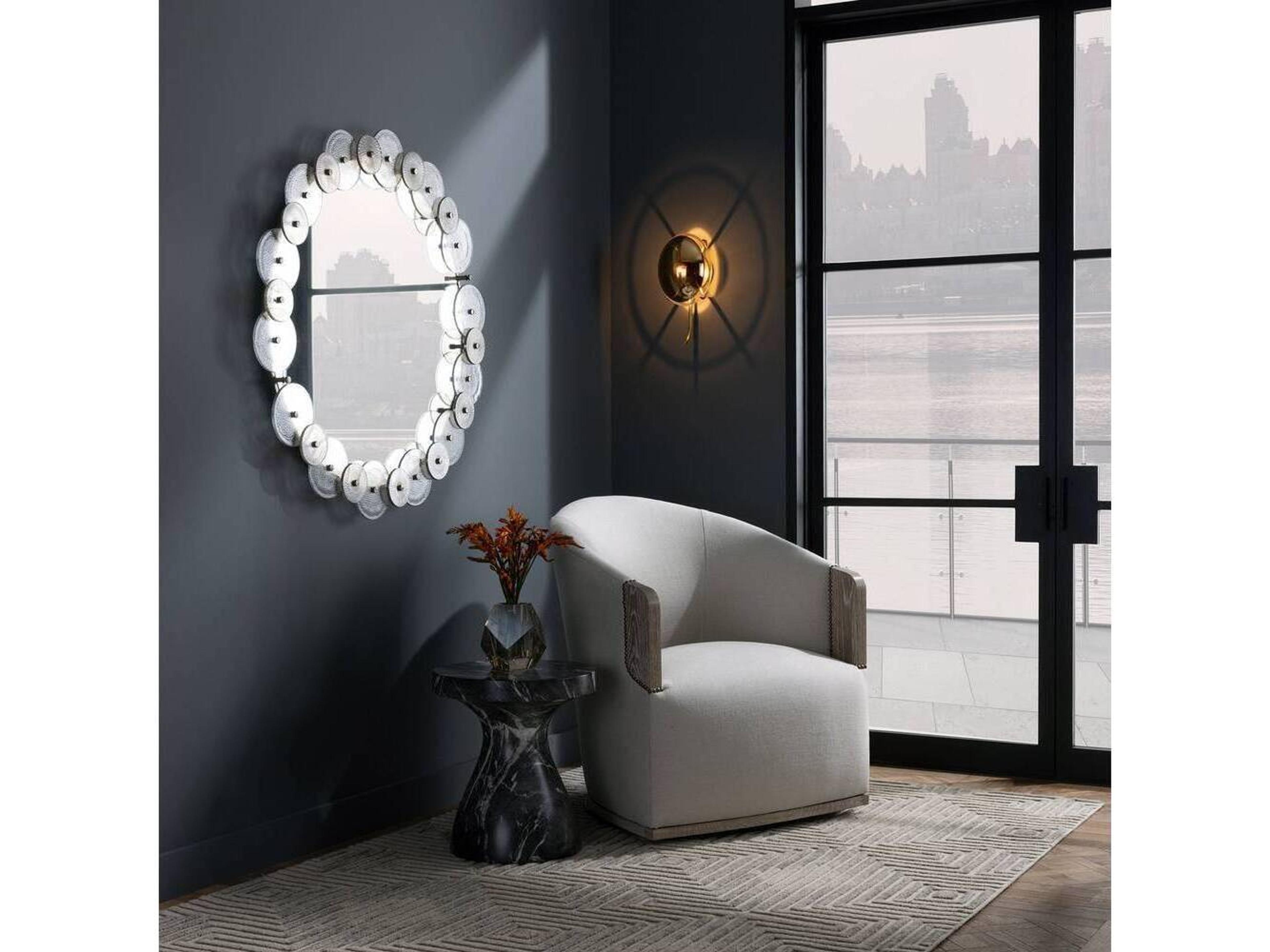 Reveal Swivel Lounge Chair in Bone Linen