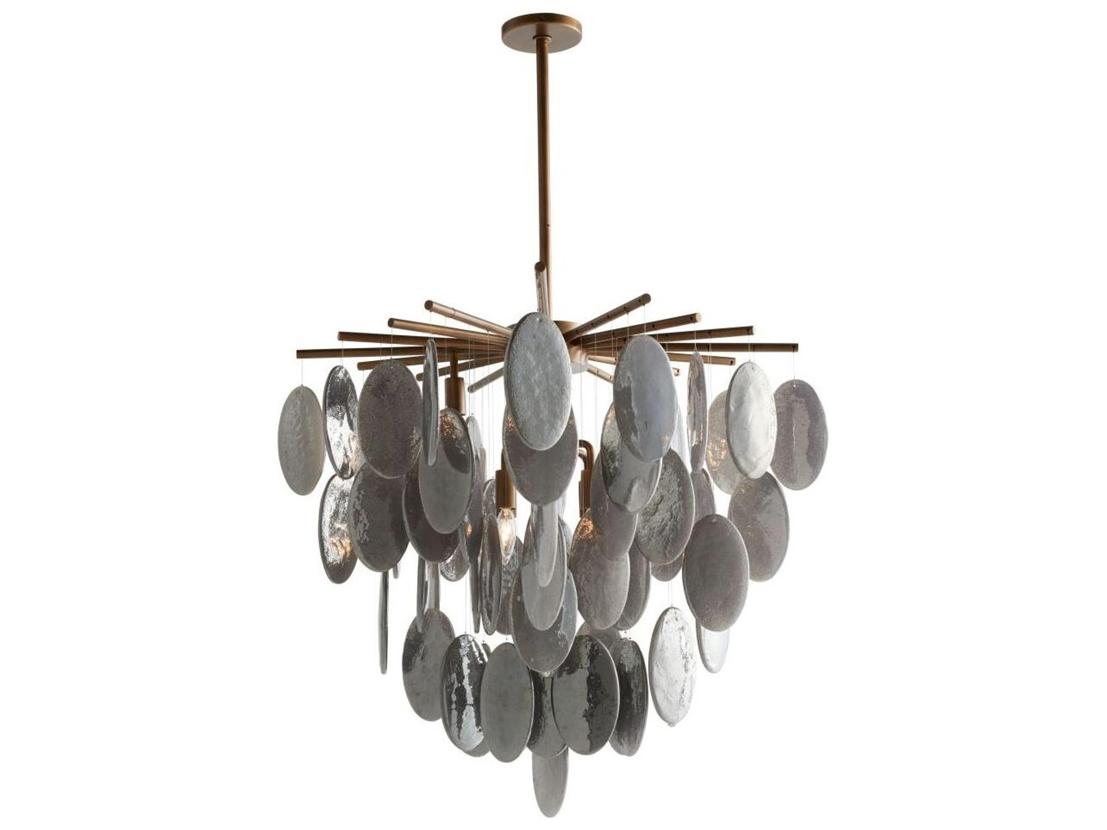 Arteriors Home Tiffany 8-Light Antique Brass Smoke Luster Gray Round Chandelier