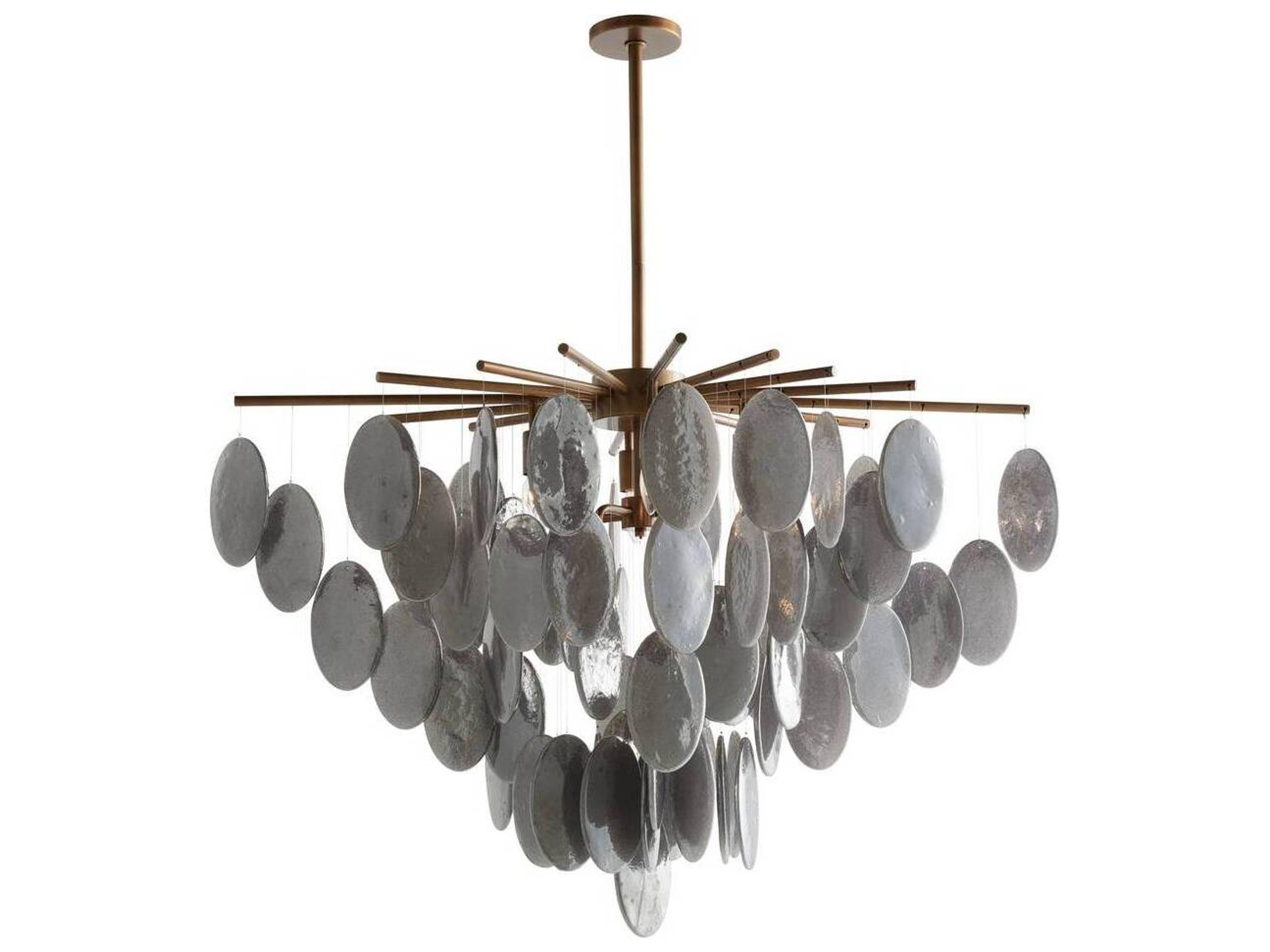 Arteriors Home Tiffany 8-Light Antique Brass Smoke Luster Gray Round Chandelier