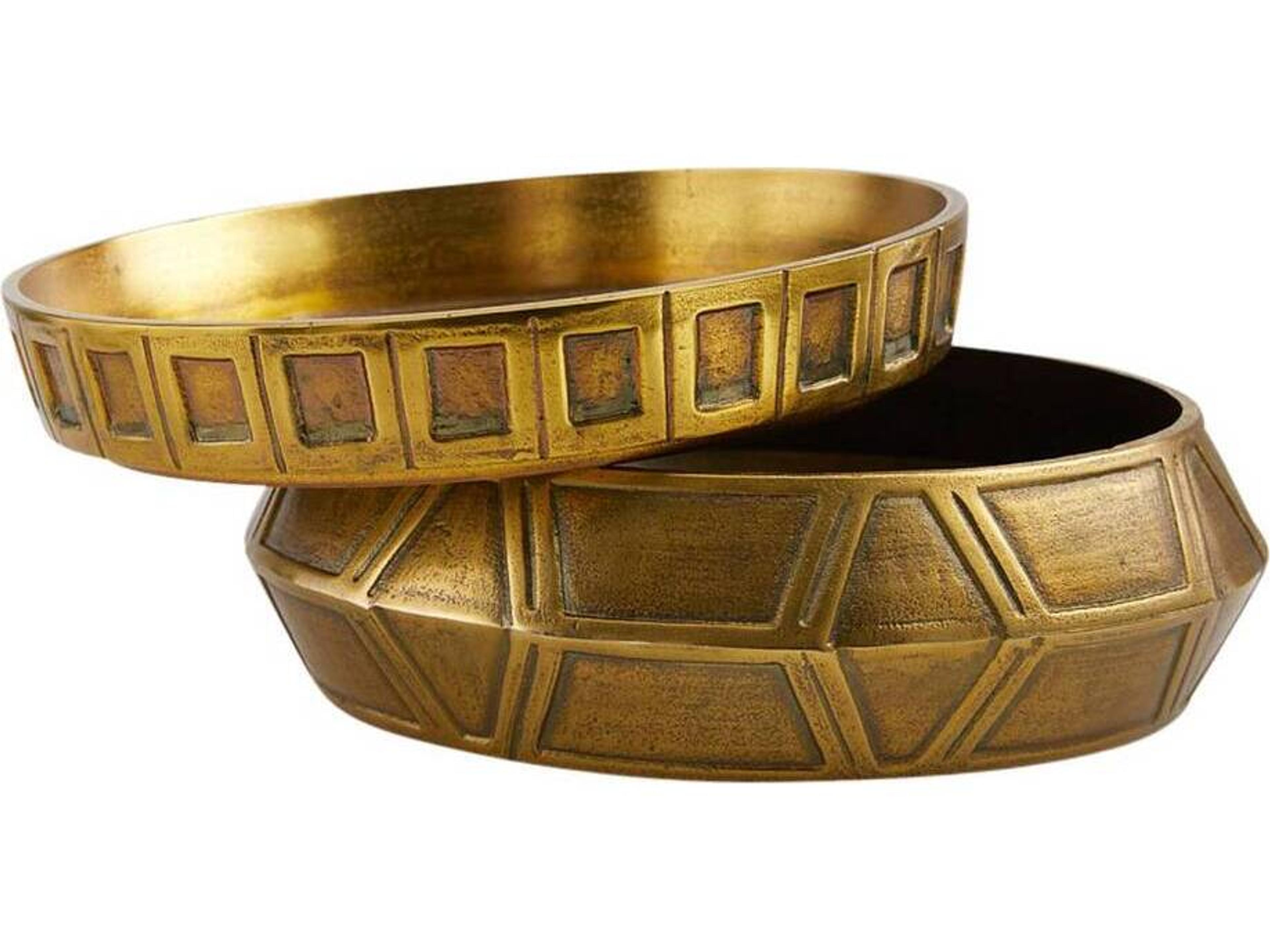 Millenia Stacked Large Centerpiece Set Antique Brass Decorative Bowls