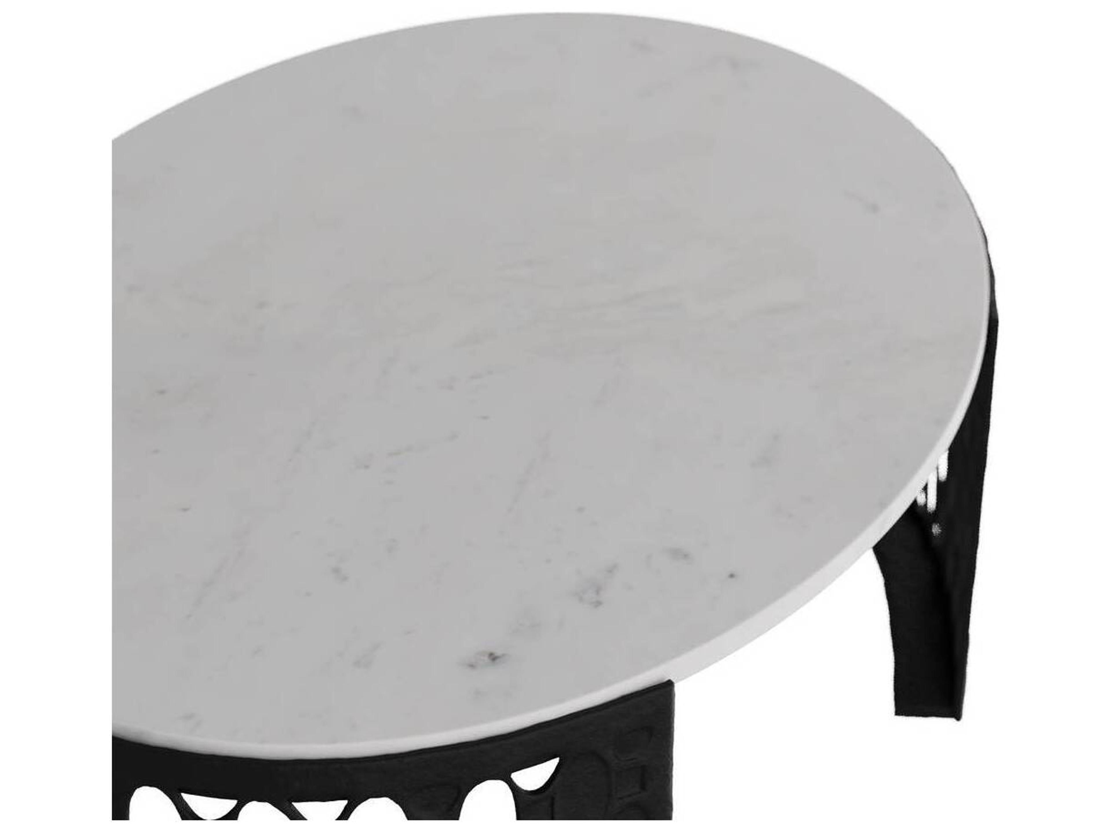 Arteriors Home Oval Marble White Blackened Iron Onze Coffee Table